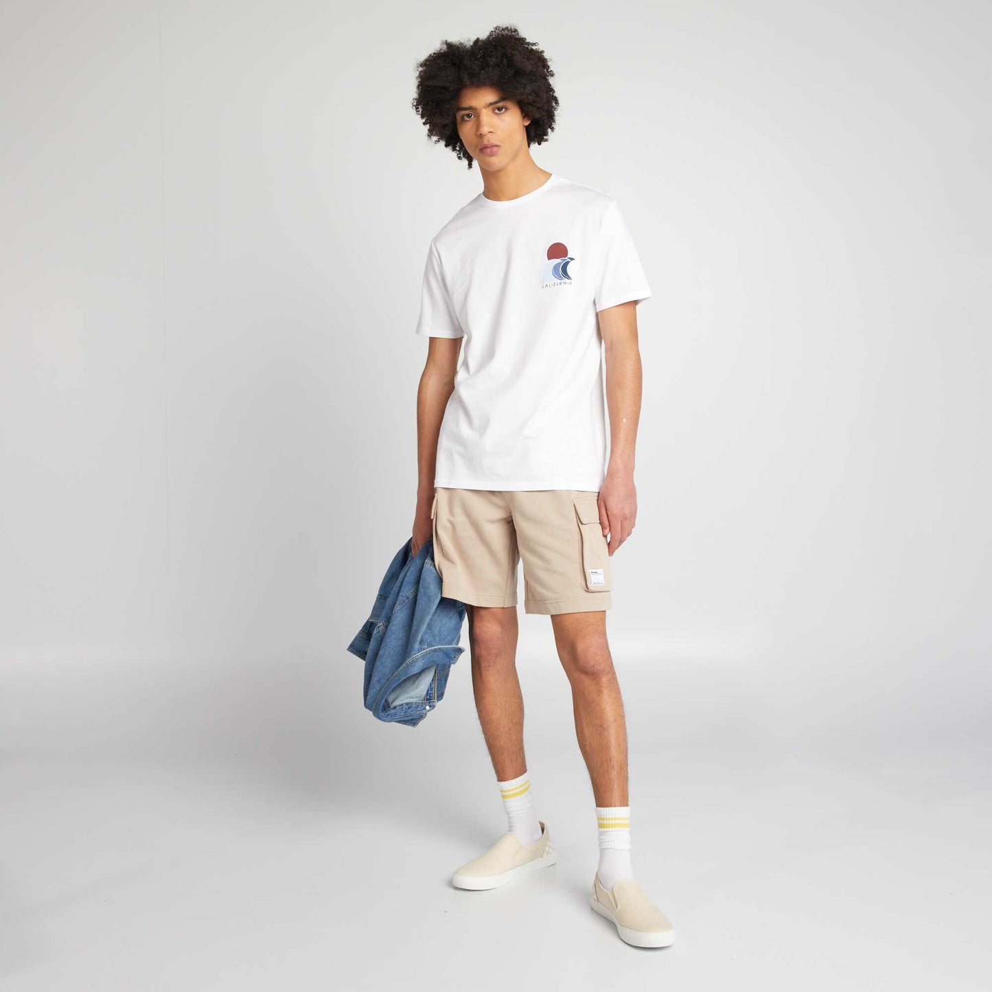 Multi-pocket cotton shorts BEIGE