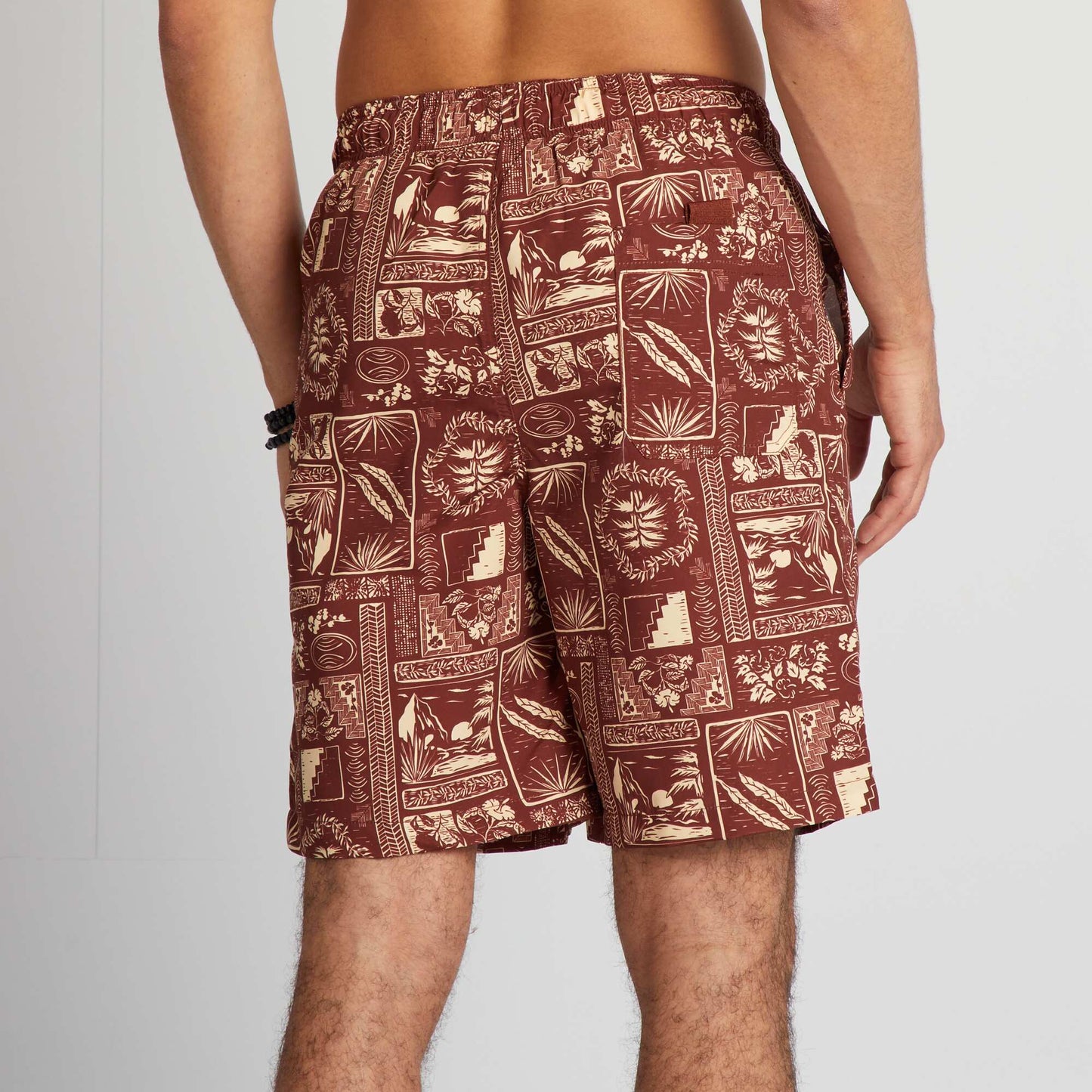 Long printed swim shorts RED