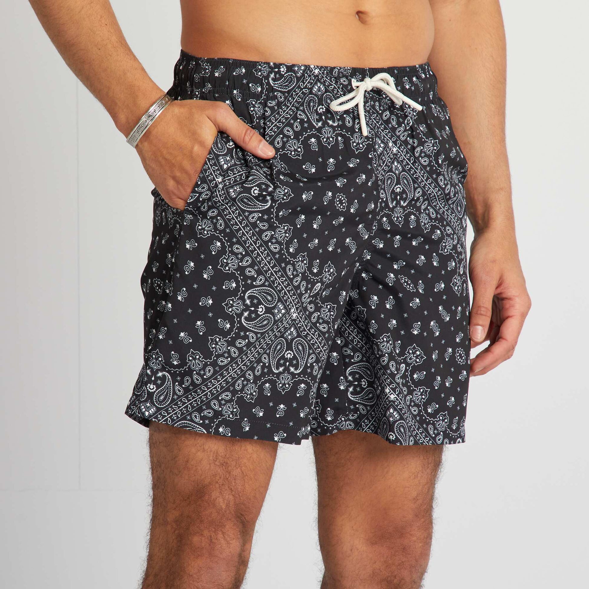 Printed swim shorts BLACK