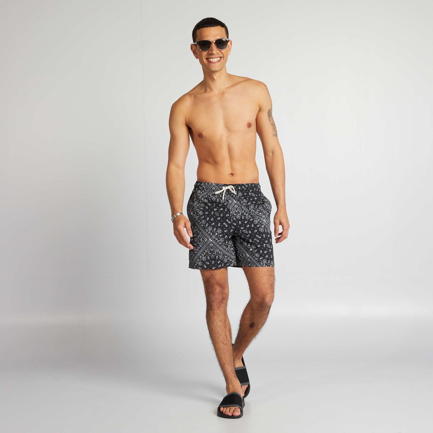 Printed swim shorts BLACK