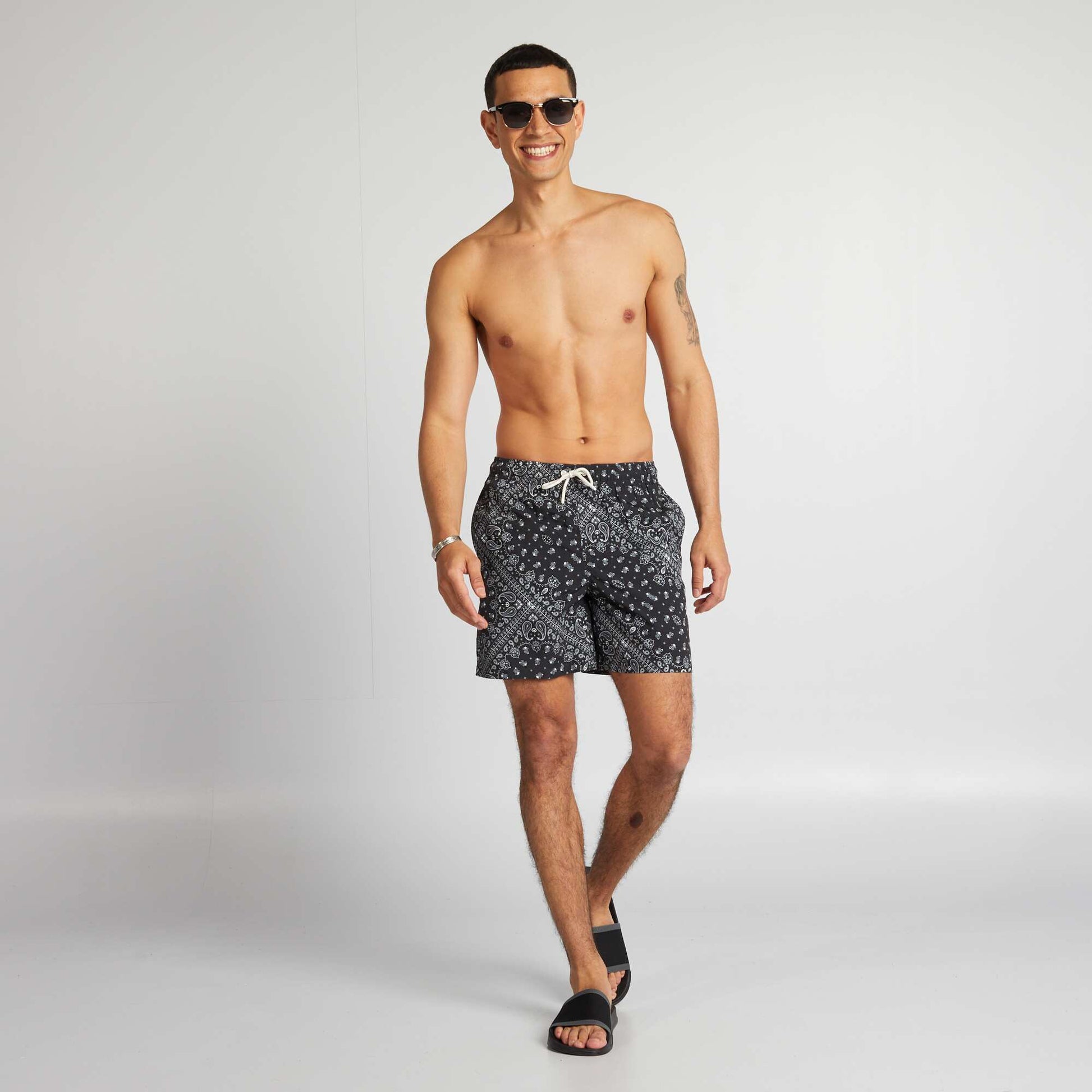 Printed swim shorts BLACK