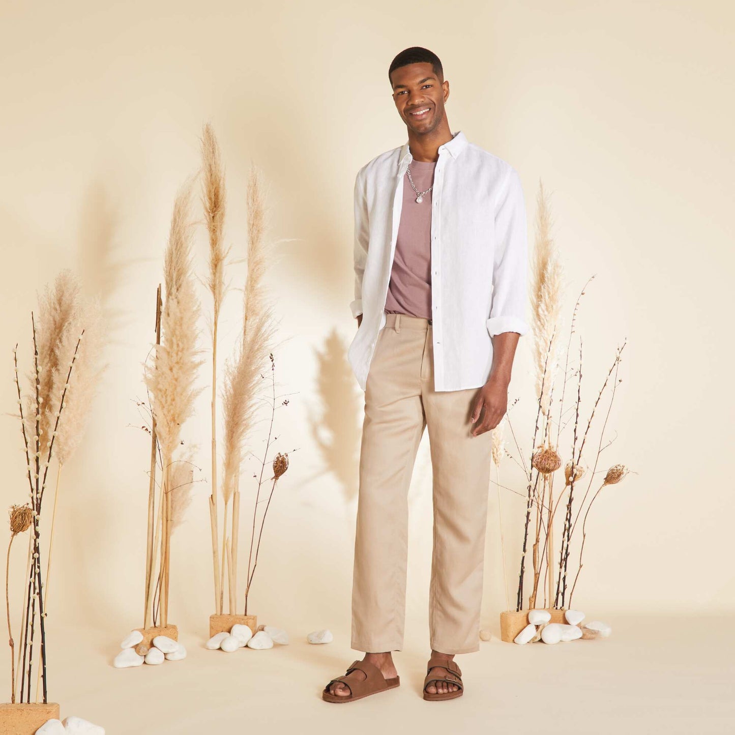 Straight-cut linen shirt WHITE