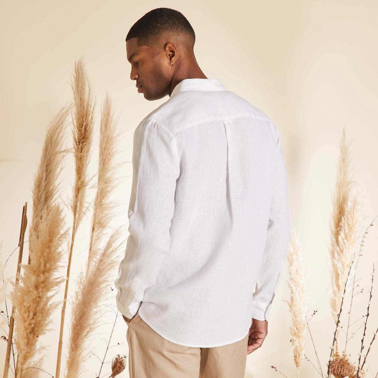 Straight-cut linen shirt WHITE
