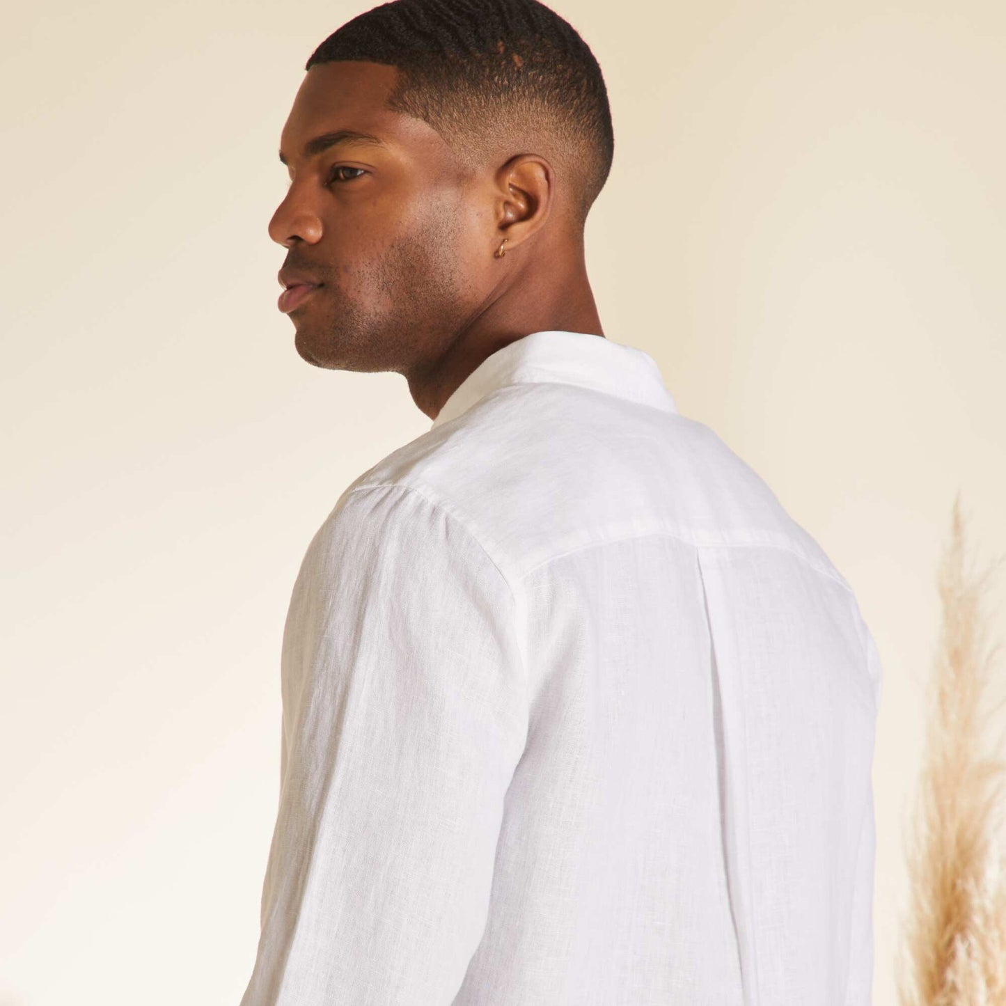 Straight-cut linen shirt WHITE