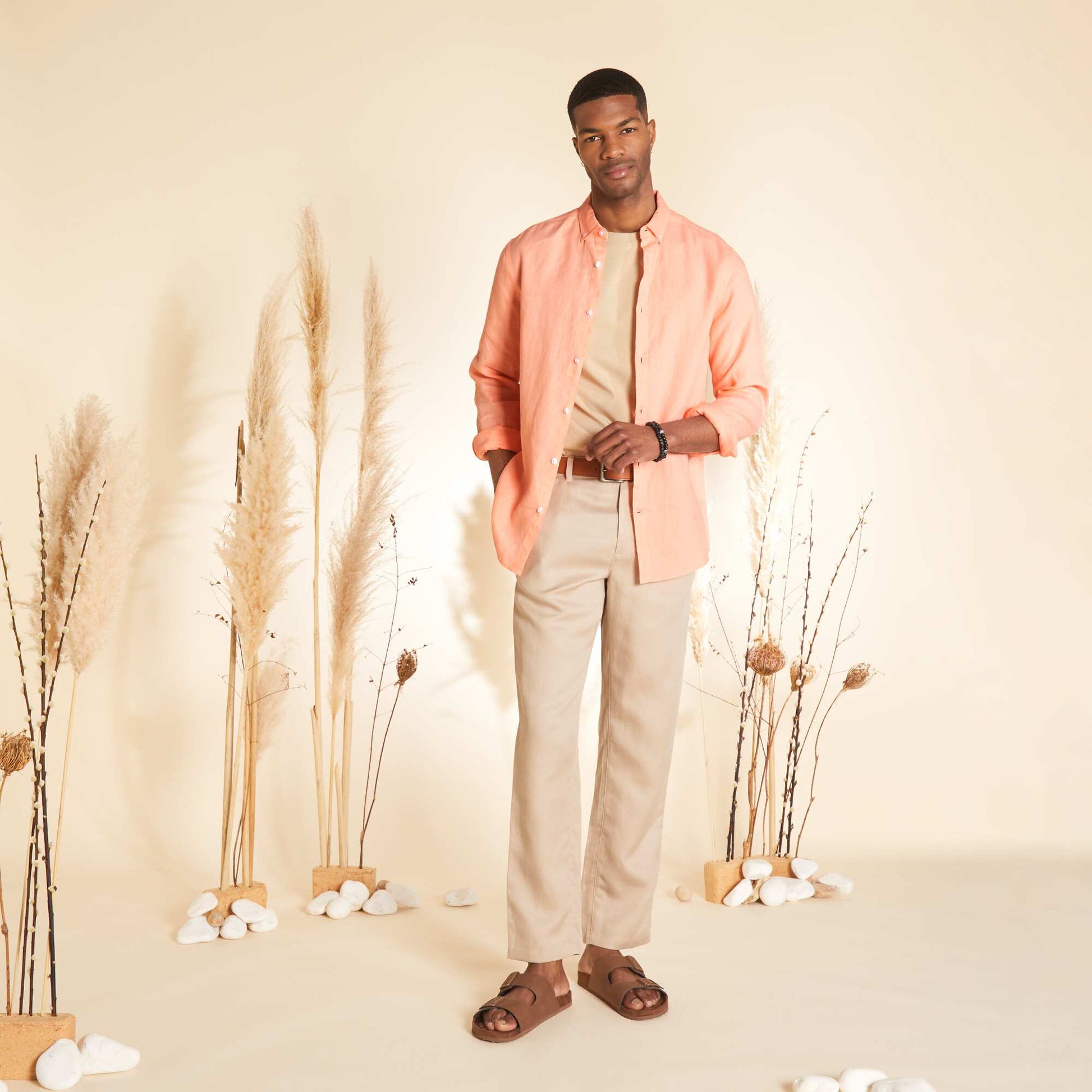 Straight-cut linen shirt PINK