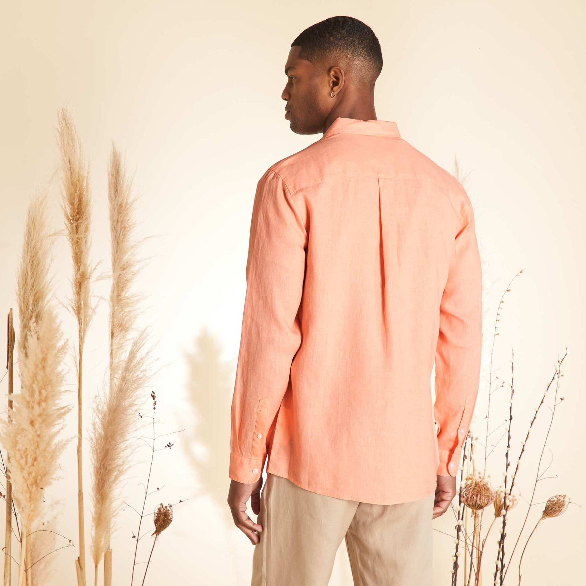 Straight-cut linen shirt PINK