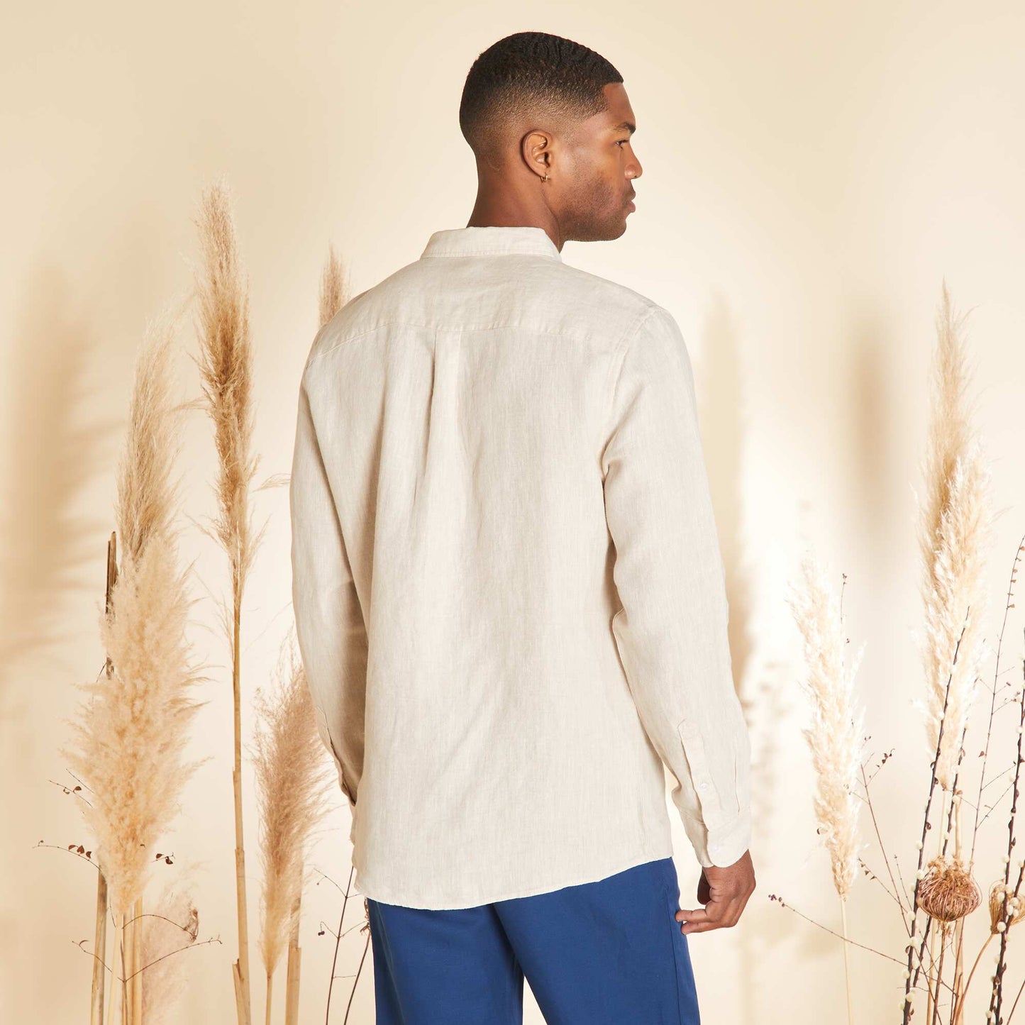 Straight-cut linen shirt BEIGE