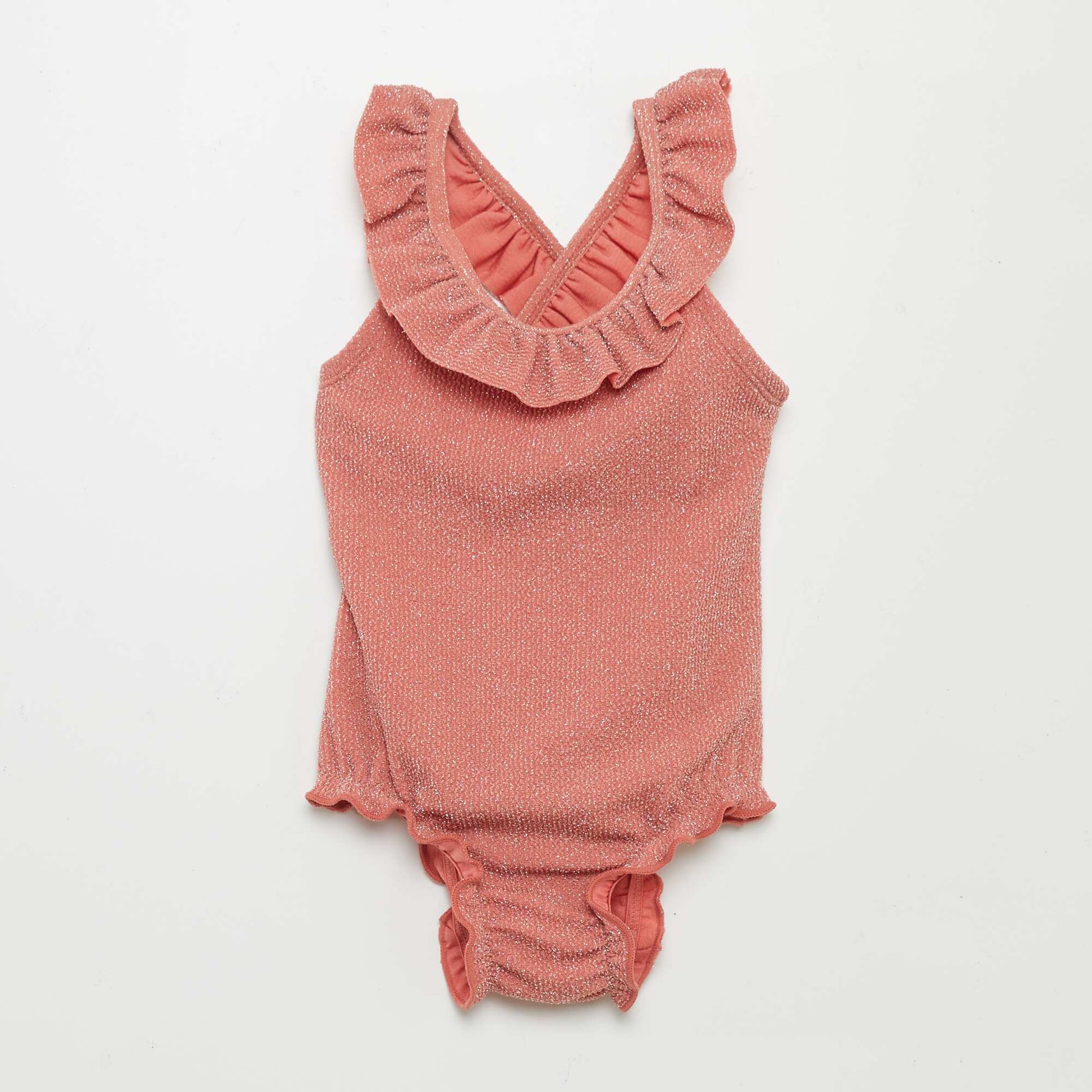 One-piece glittery swimsuit ORANGE