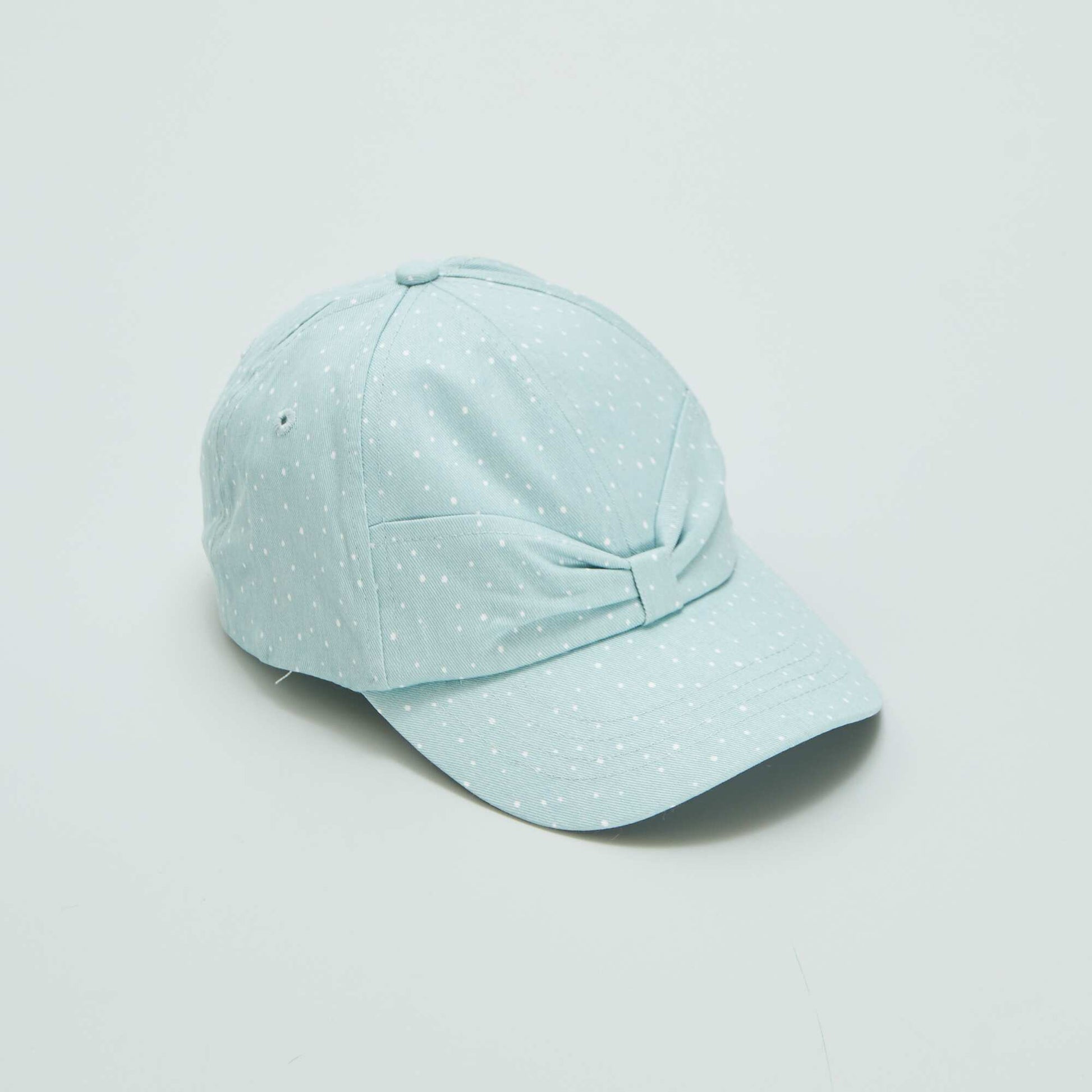 Polka dot pattern denim cap BLUE