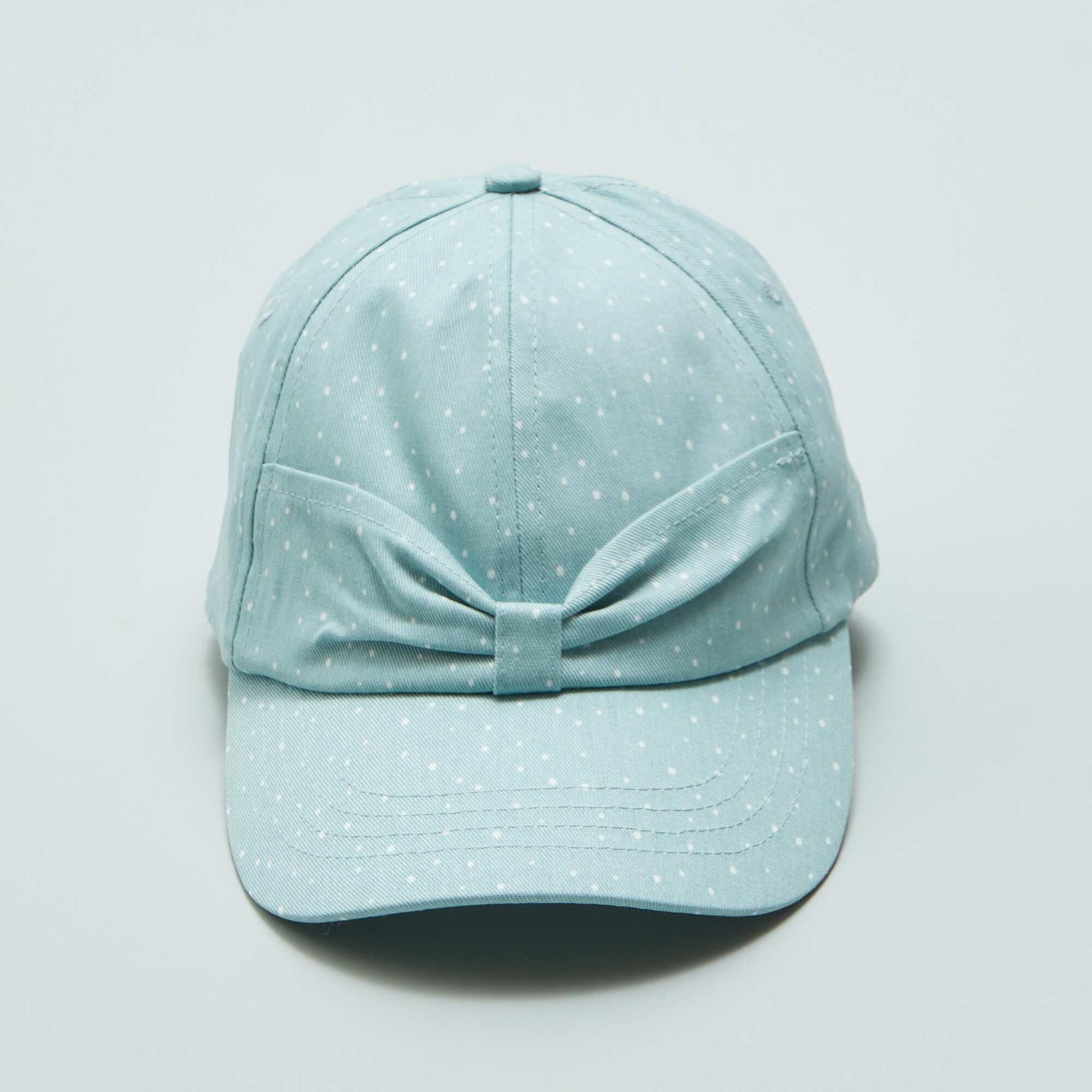 Polka dot pattern denim cap BLUE