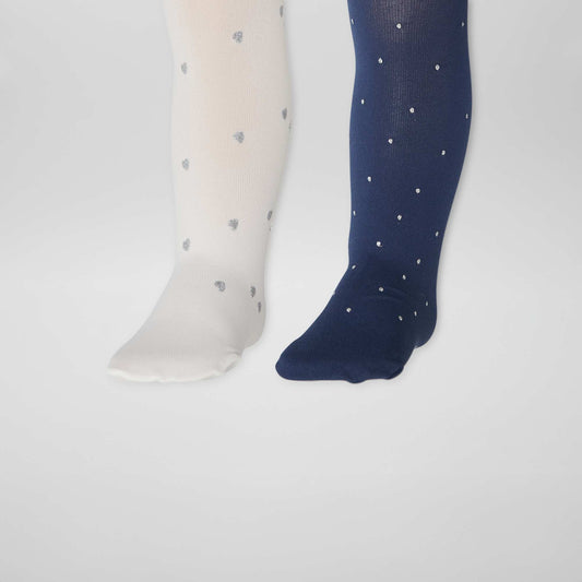 Lightweight printed tights - Pack of 2 WHITE