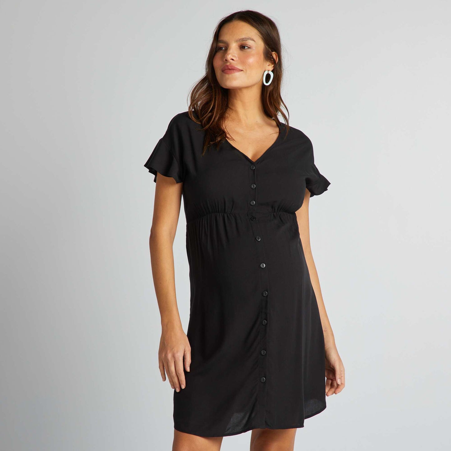 A lightweight maternity dress  gathered at the waist BLACK