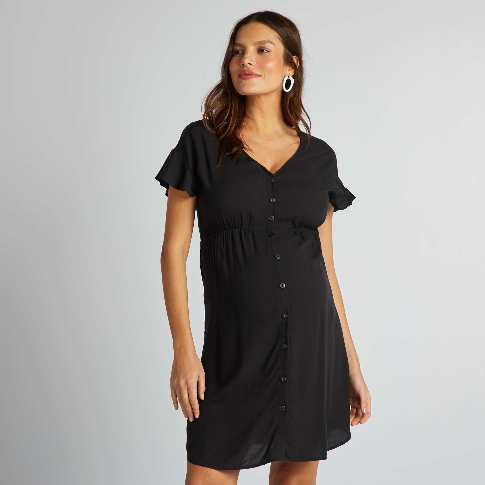 A lightweight maternity dress  gathered at the waist BLACK