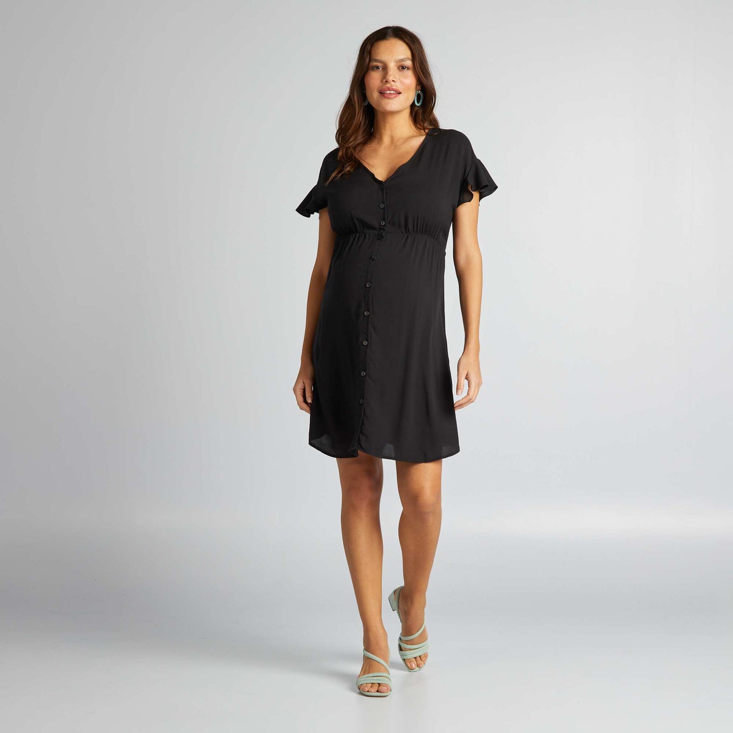 A lightweight maternity dress  gathered at the waist BLACK