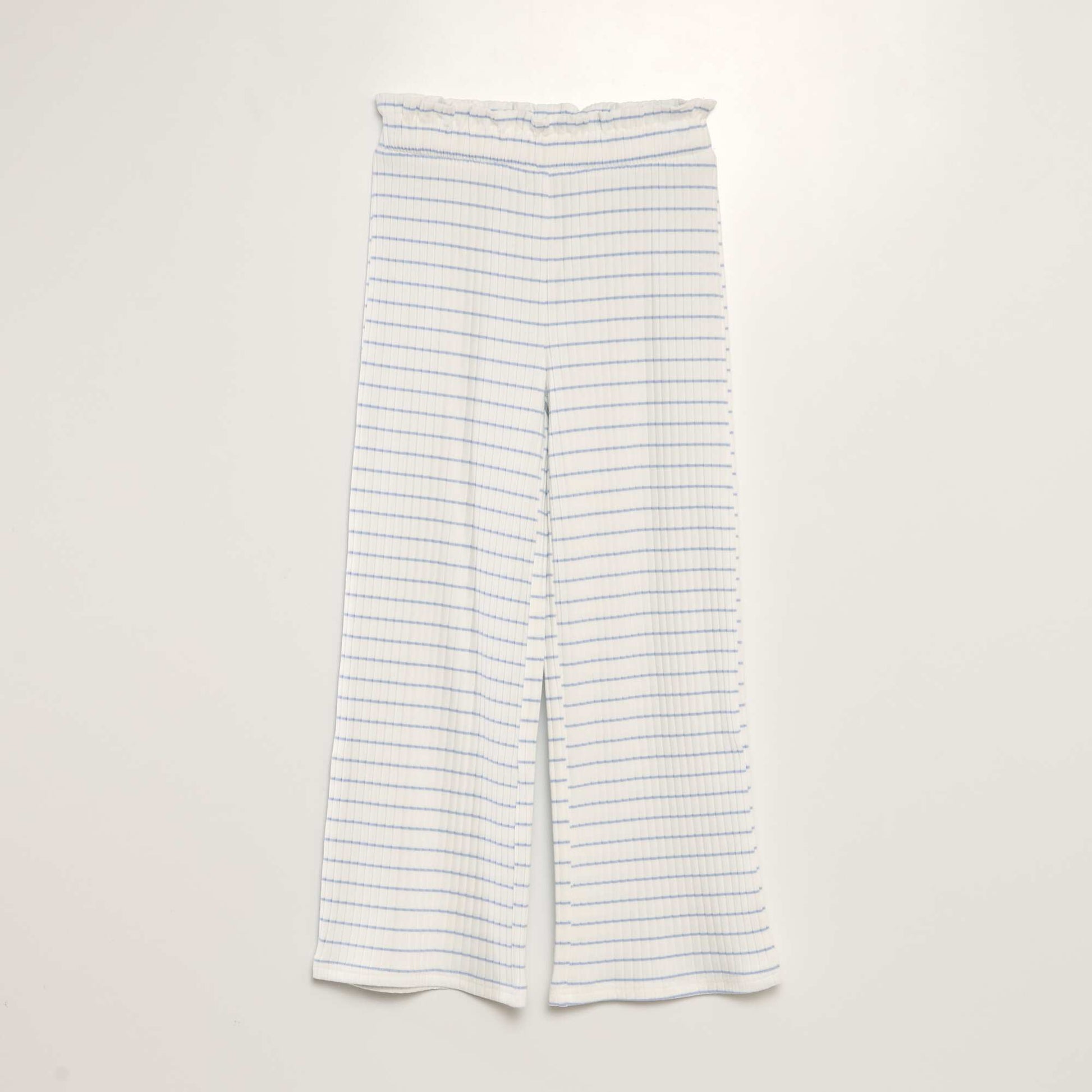Ribbed knit wide-leg trousers BLUE