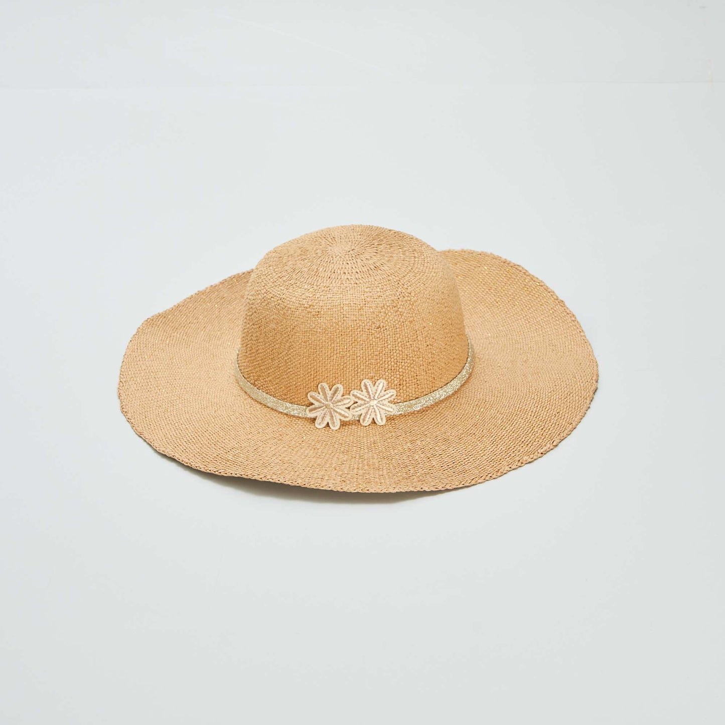 Straw hat with glitter BEIGE