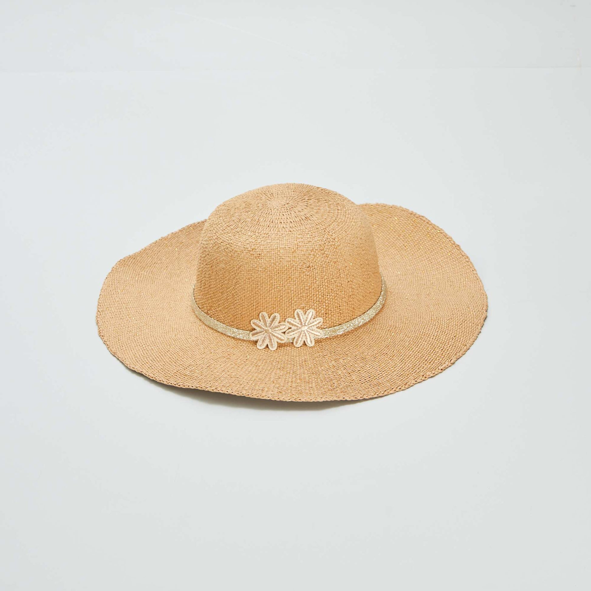 Straw hat with glitter BEIGE