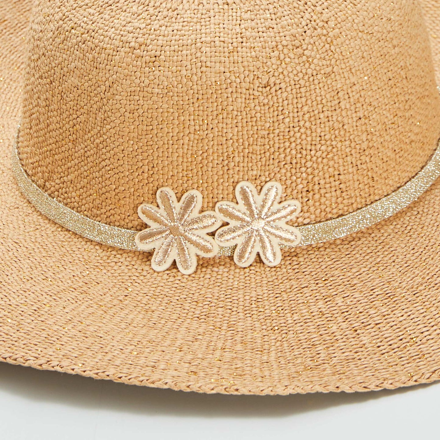 Straw hat with glitter BEIGE