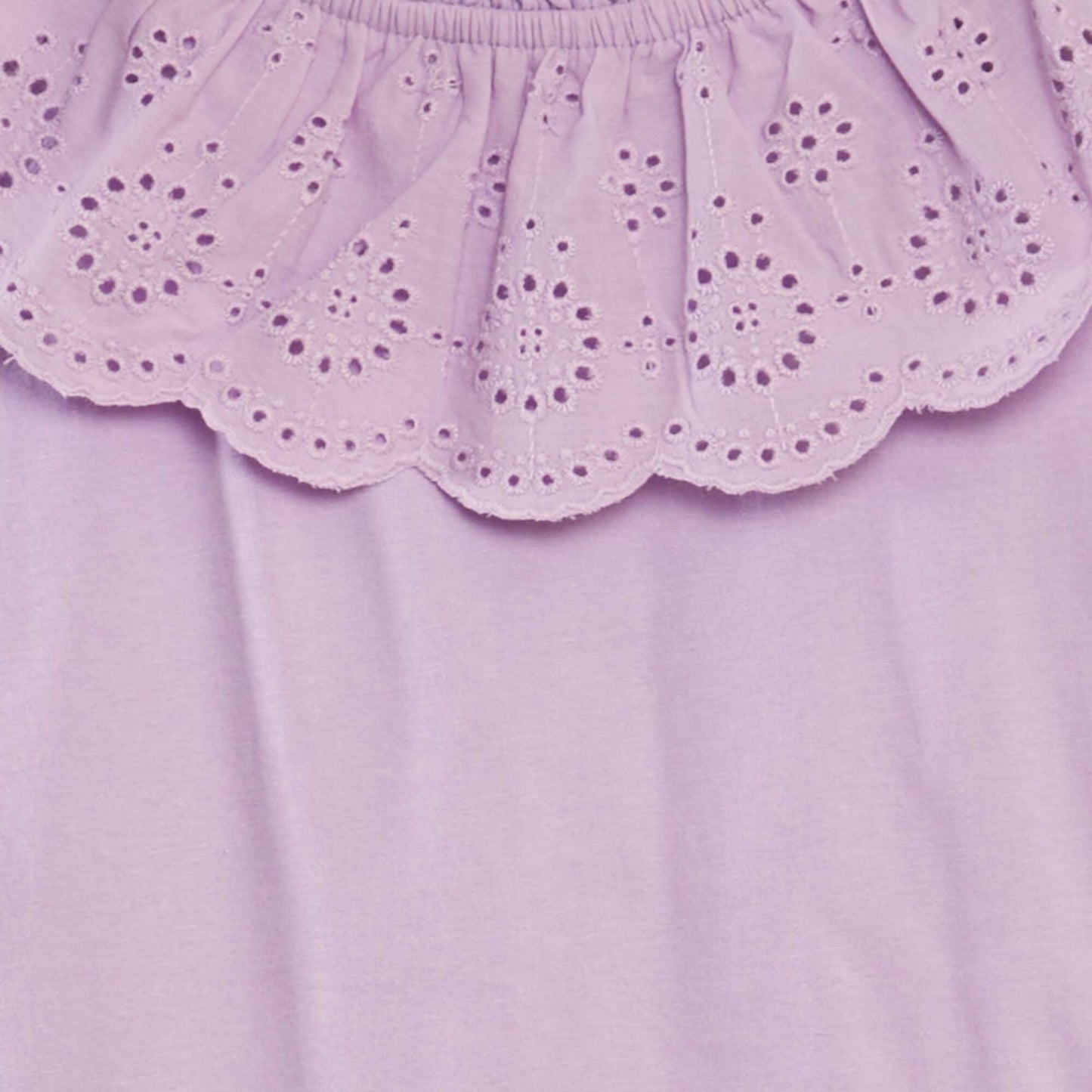 Sleeveless T-shirt with embroidered neckline PURPLE