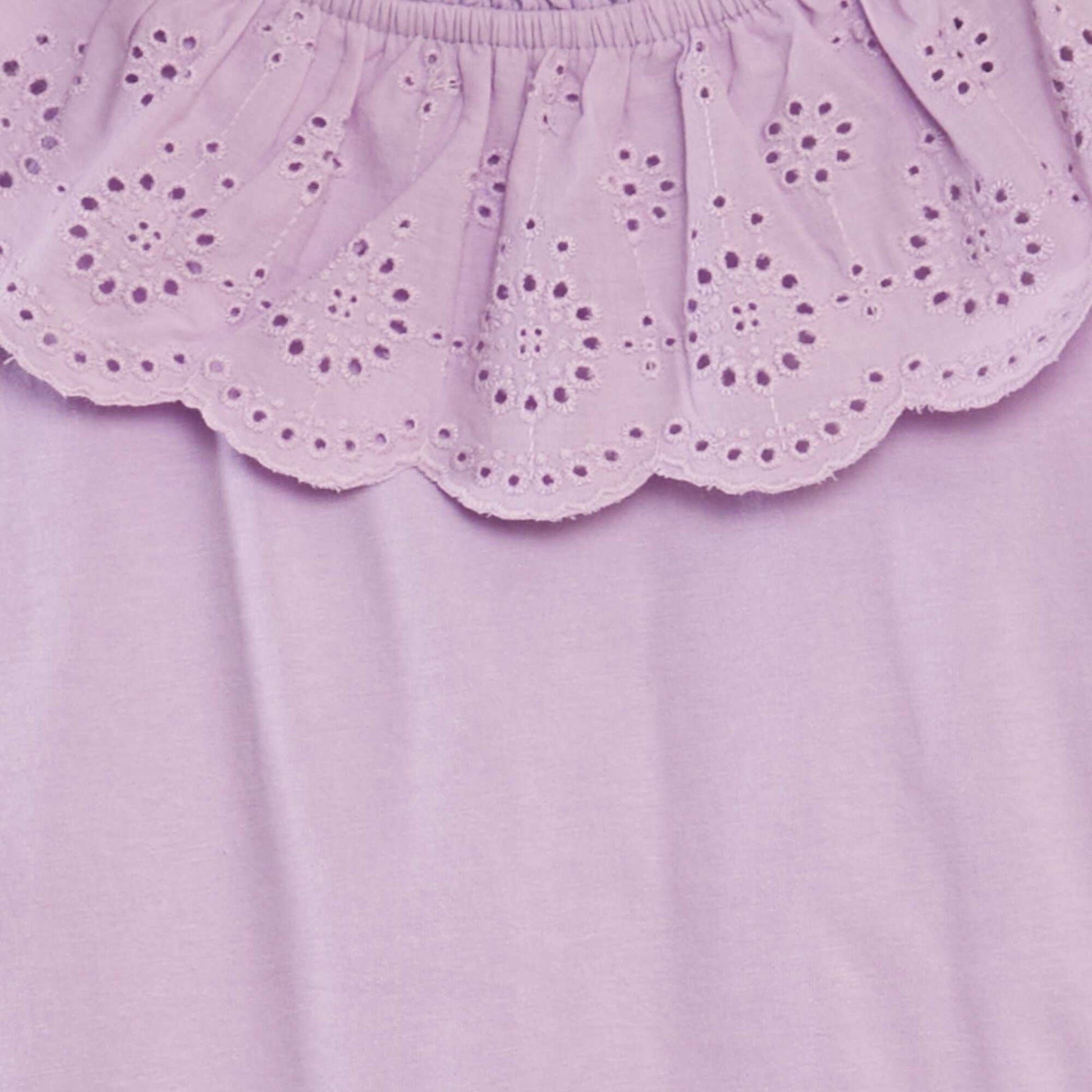 Sleeveless T-shirt with embroidered neckline PURPLE