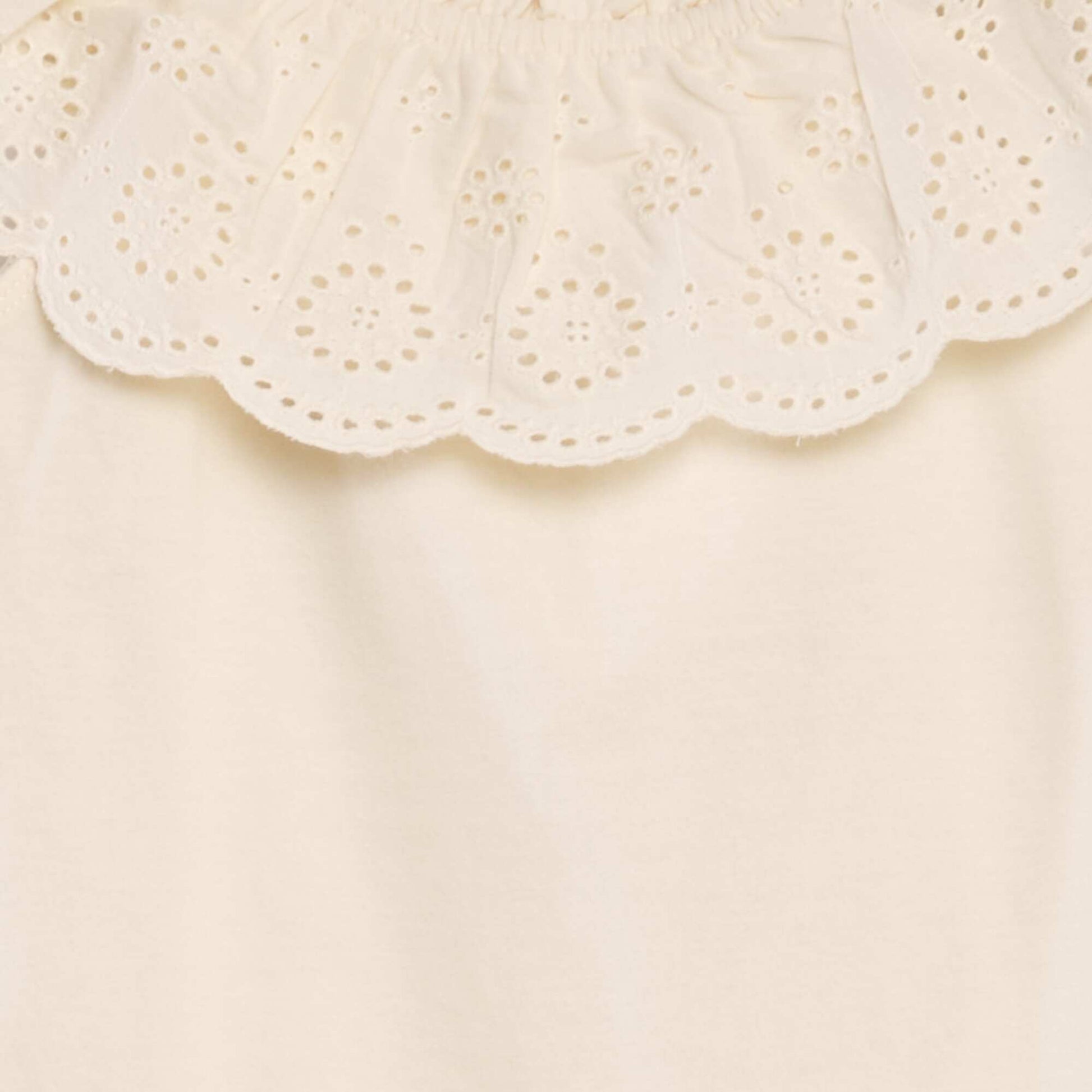 Sleeveless T-shirt with embroidered neckline WHITE