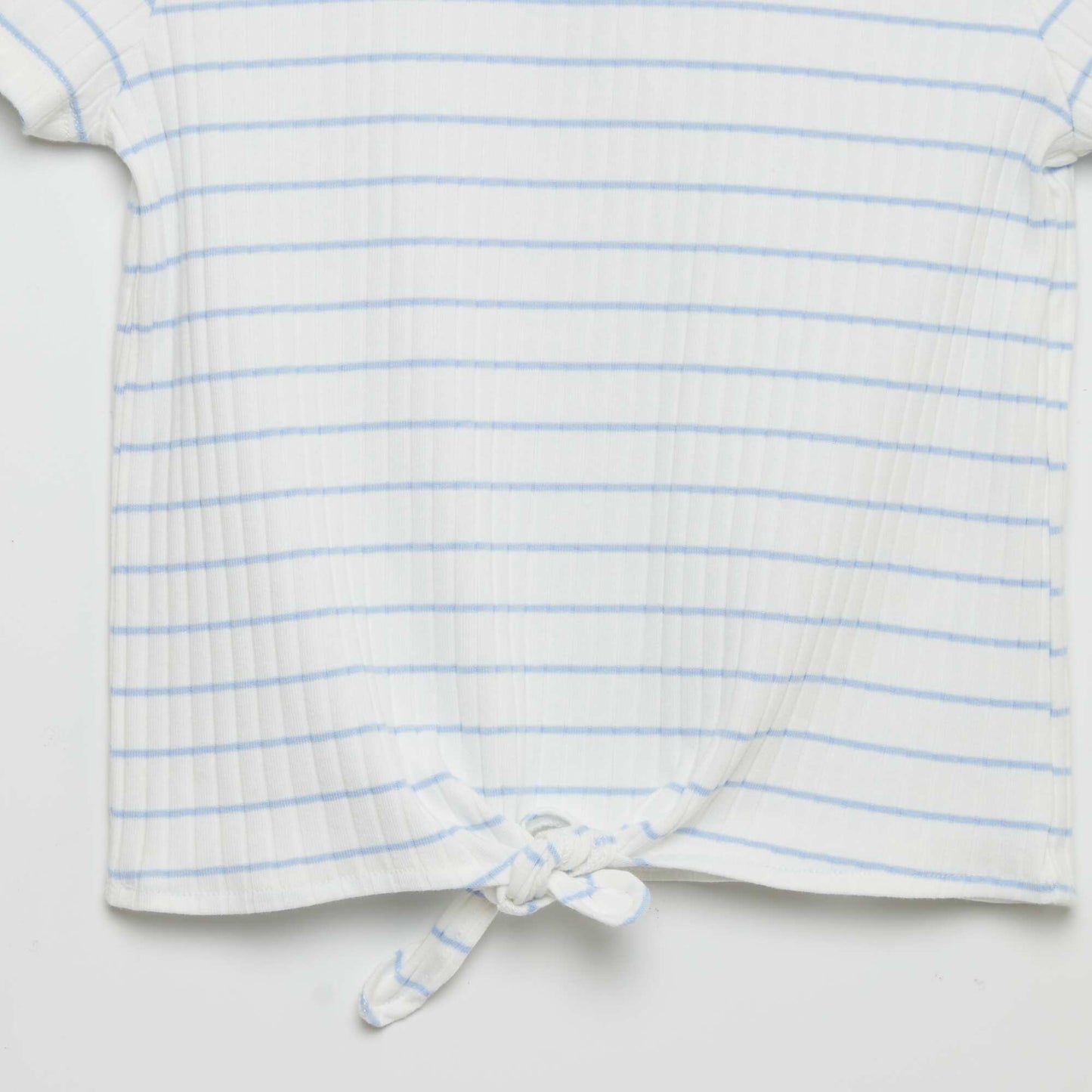 Ribbed T-shirt to tie at the hem BLUE