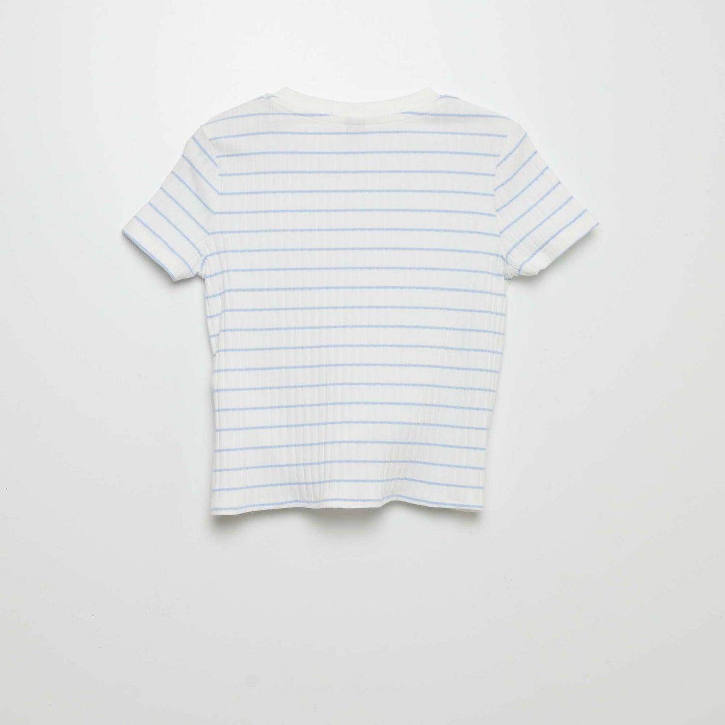 Ribbed T-shirt to tie at the hem BLUE