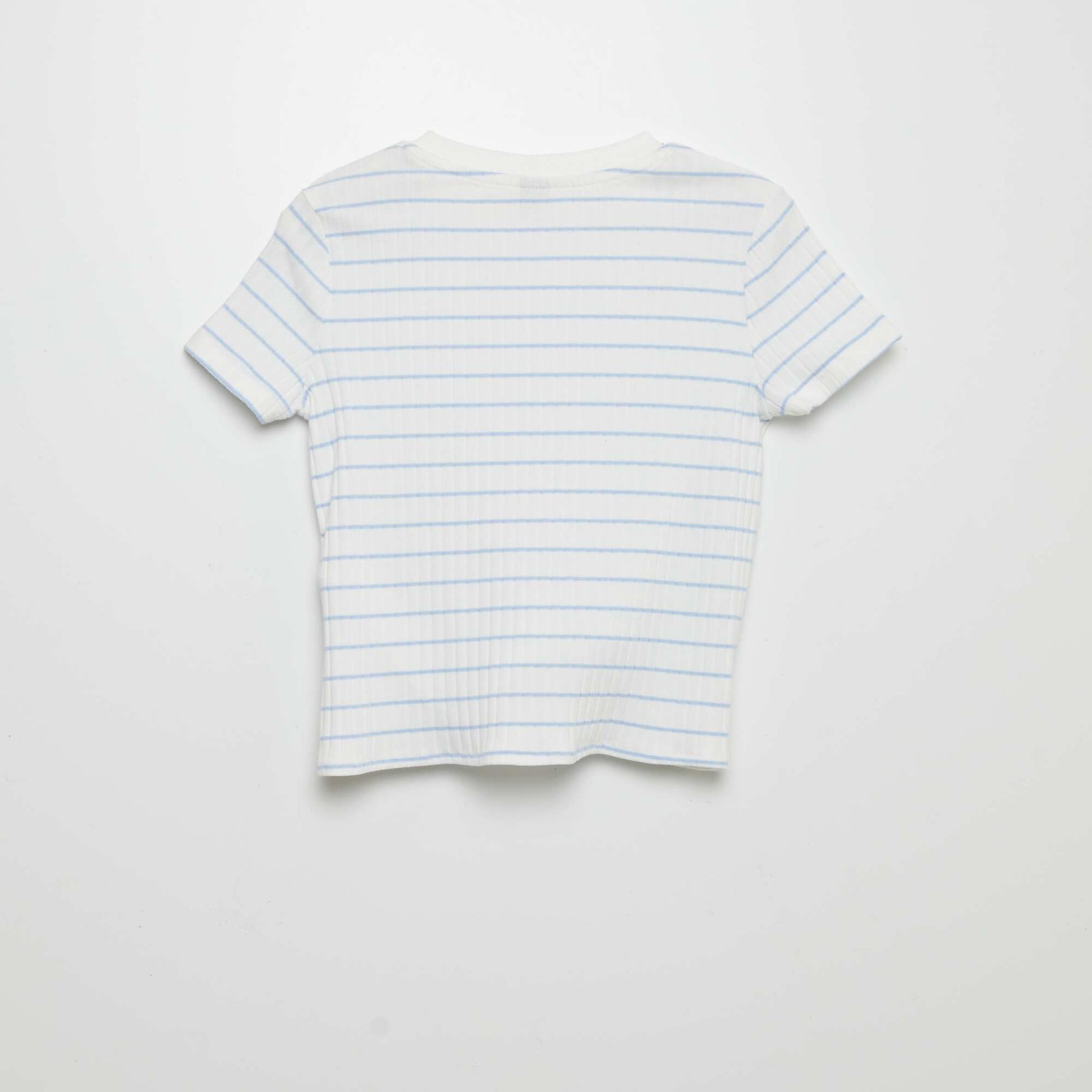 Ribbed T-shirt to tie at the hem BLUE