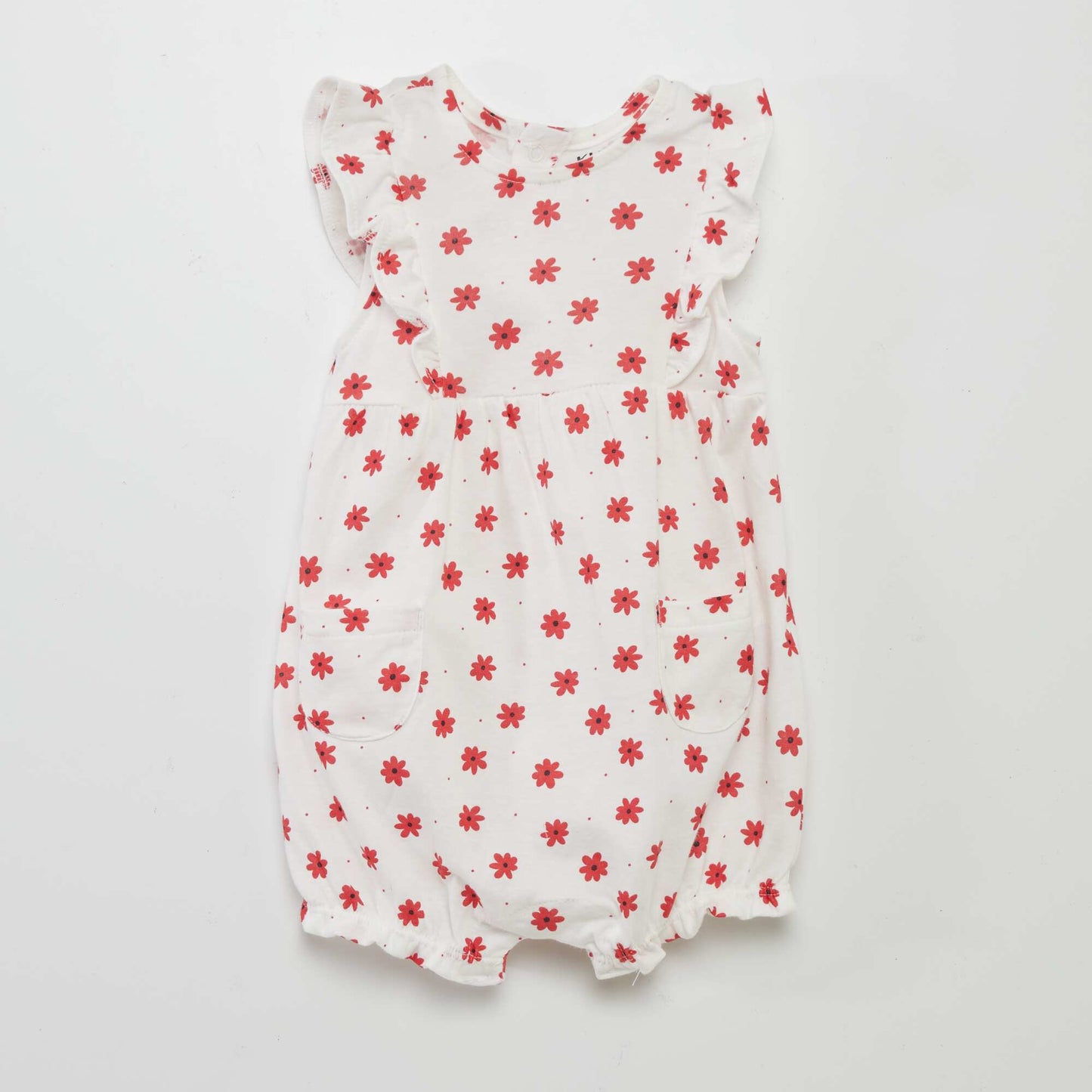 Printed cotton romper WHITE