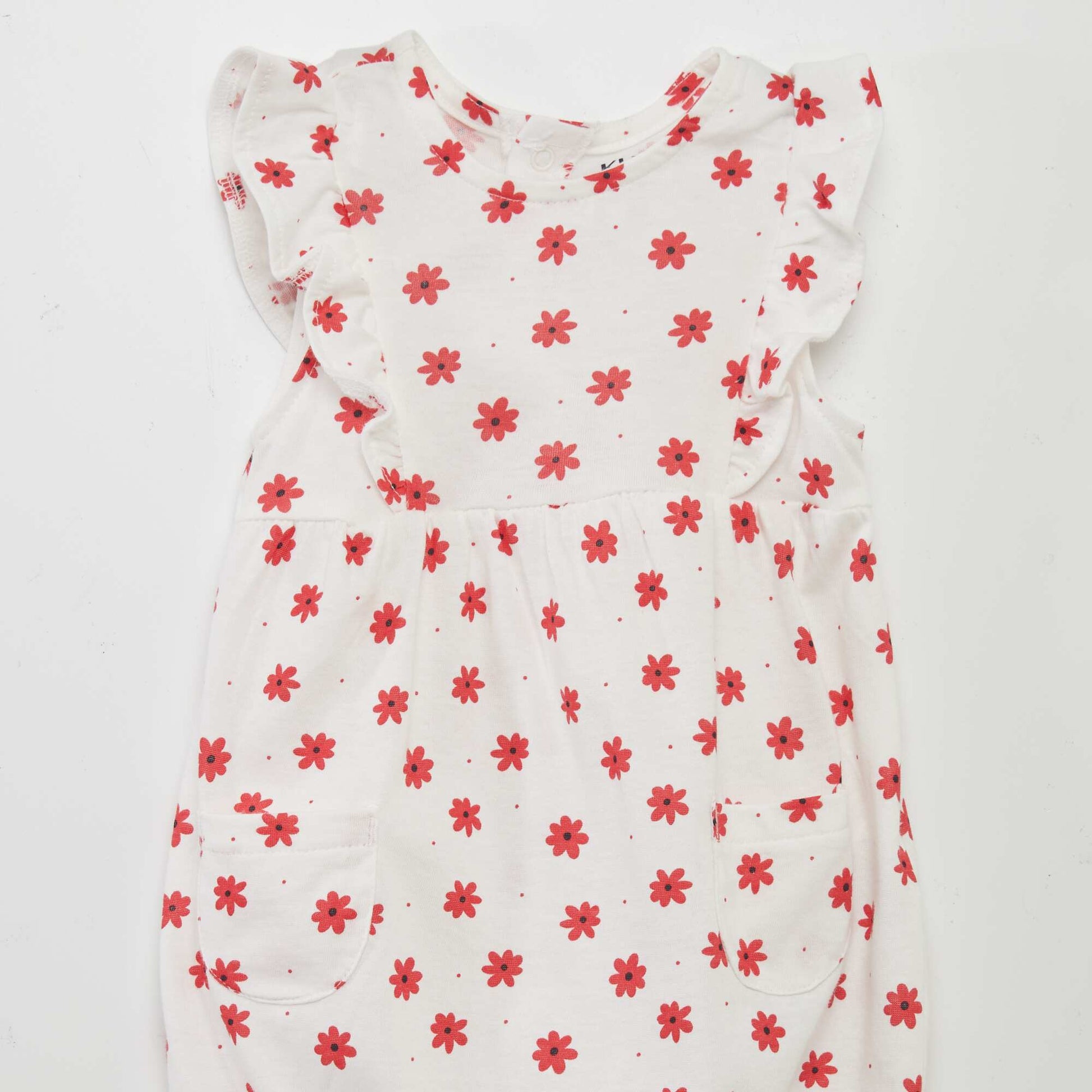 Printed cotton romper WHITE