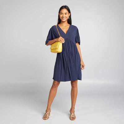 فستان كريب قصير كريب أسود