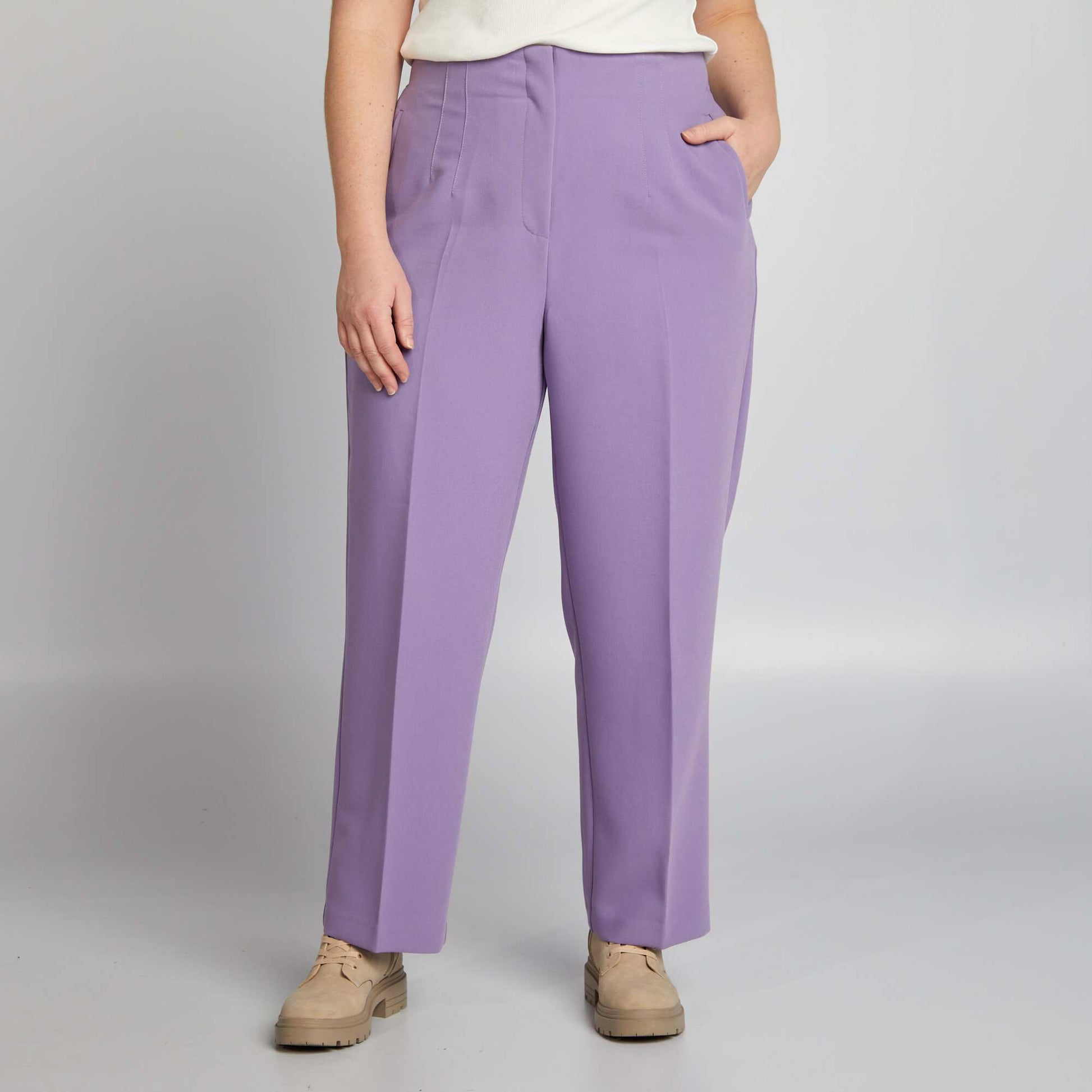 High-waisted straight-leg trousers PURPLE