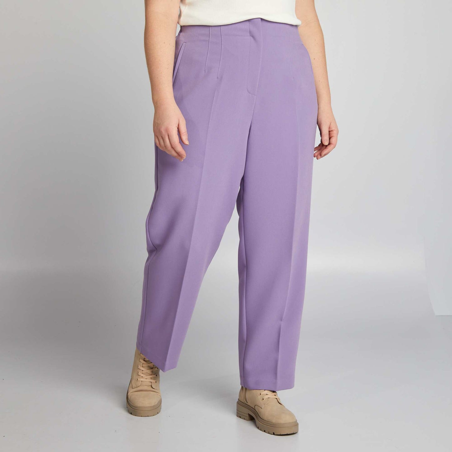 High-waisted straight-leg trousers PURPLE