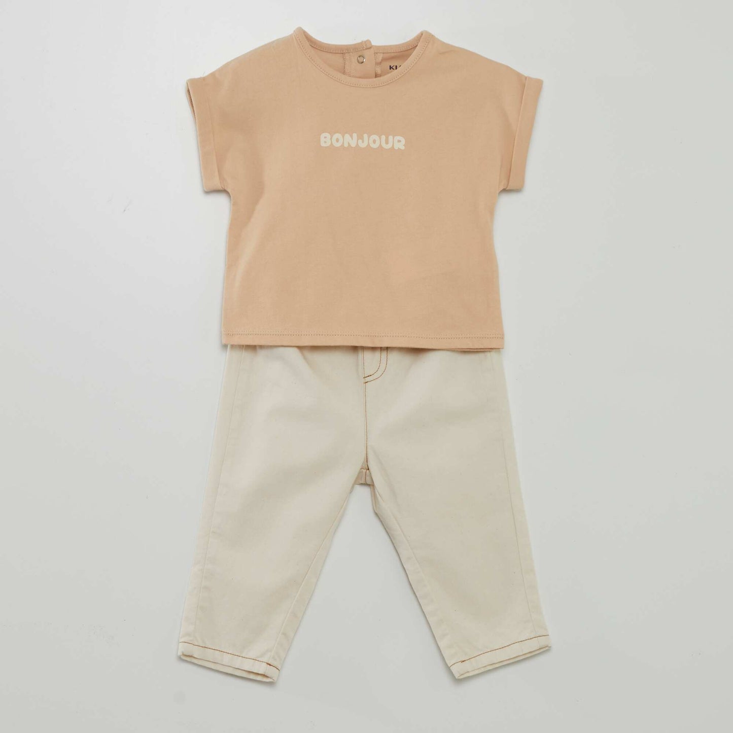 T-shirt + paperbag trousers set BEIGE