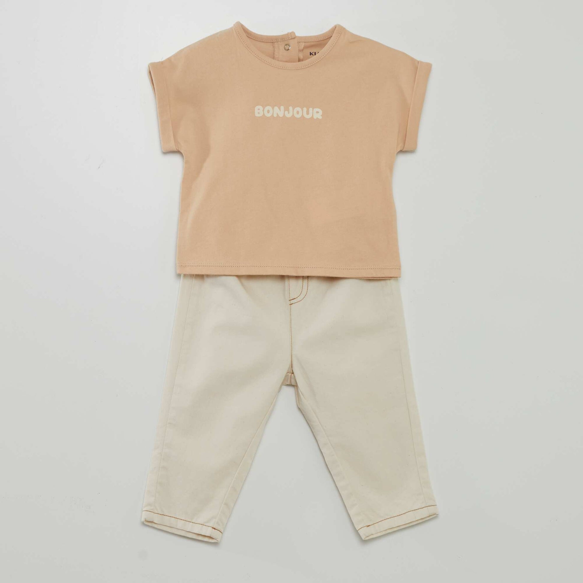 T-shirt + paperbag trousers set BEIGE