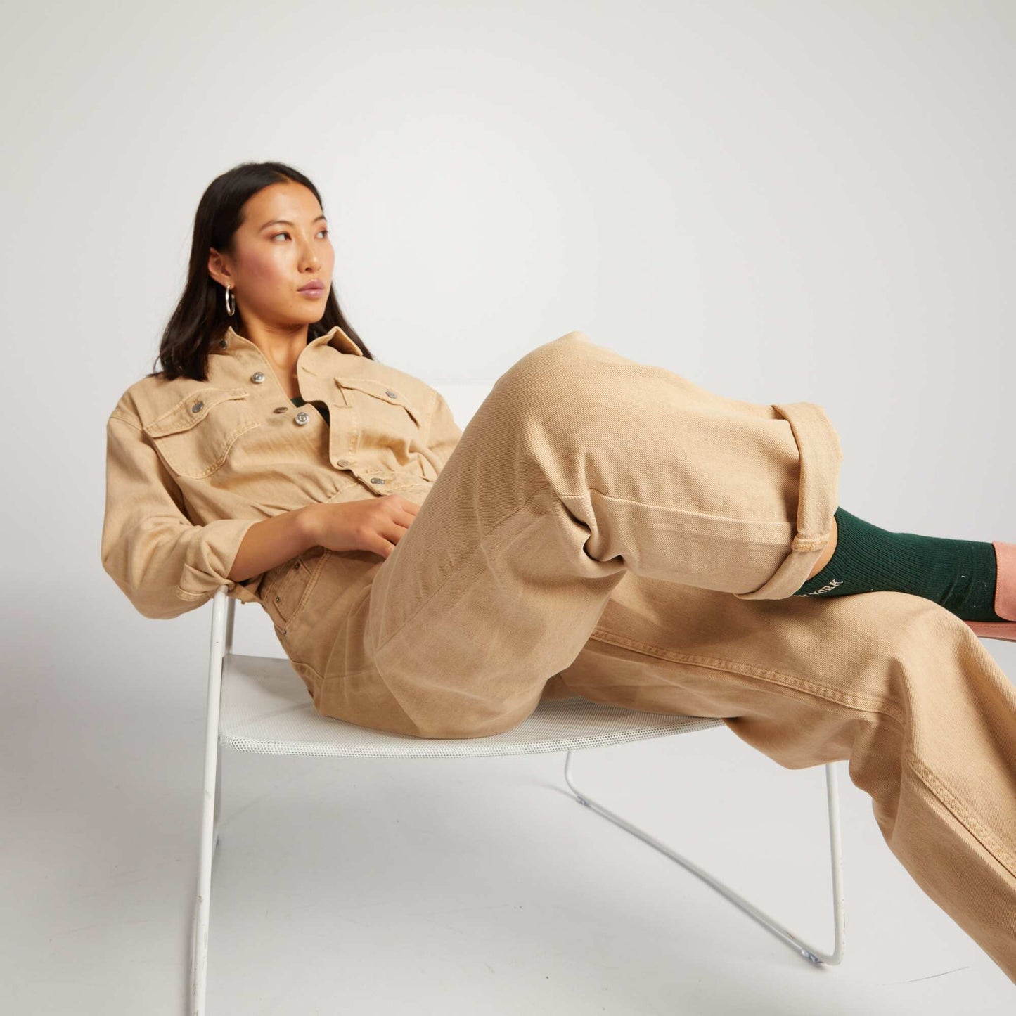 Denim jumpsuit BEIGE