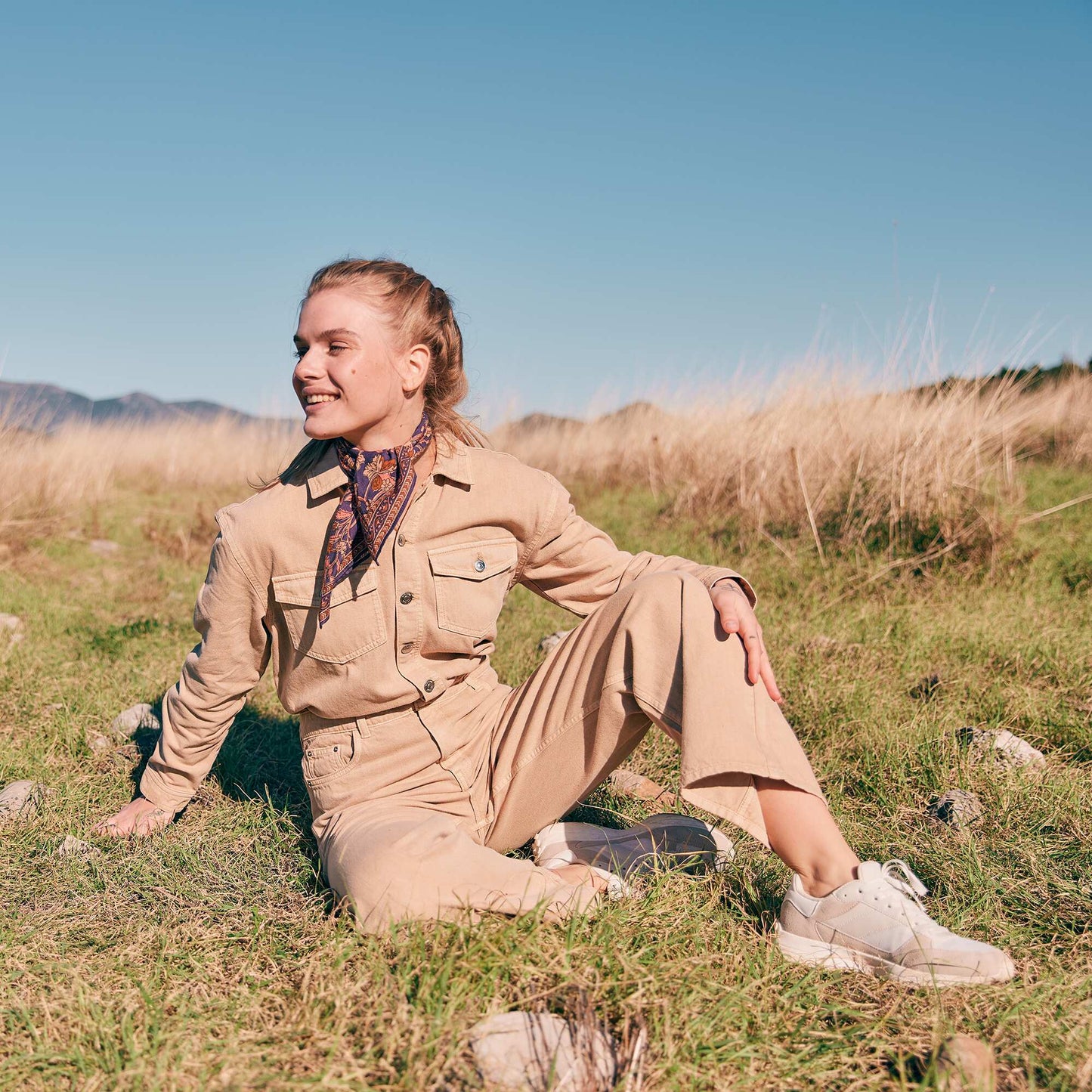 Denim jumpsuit BEIGE