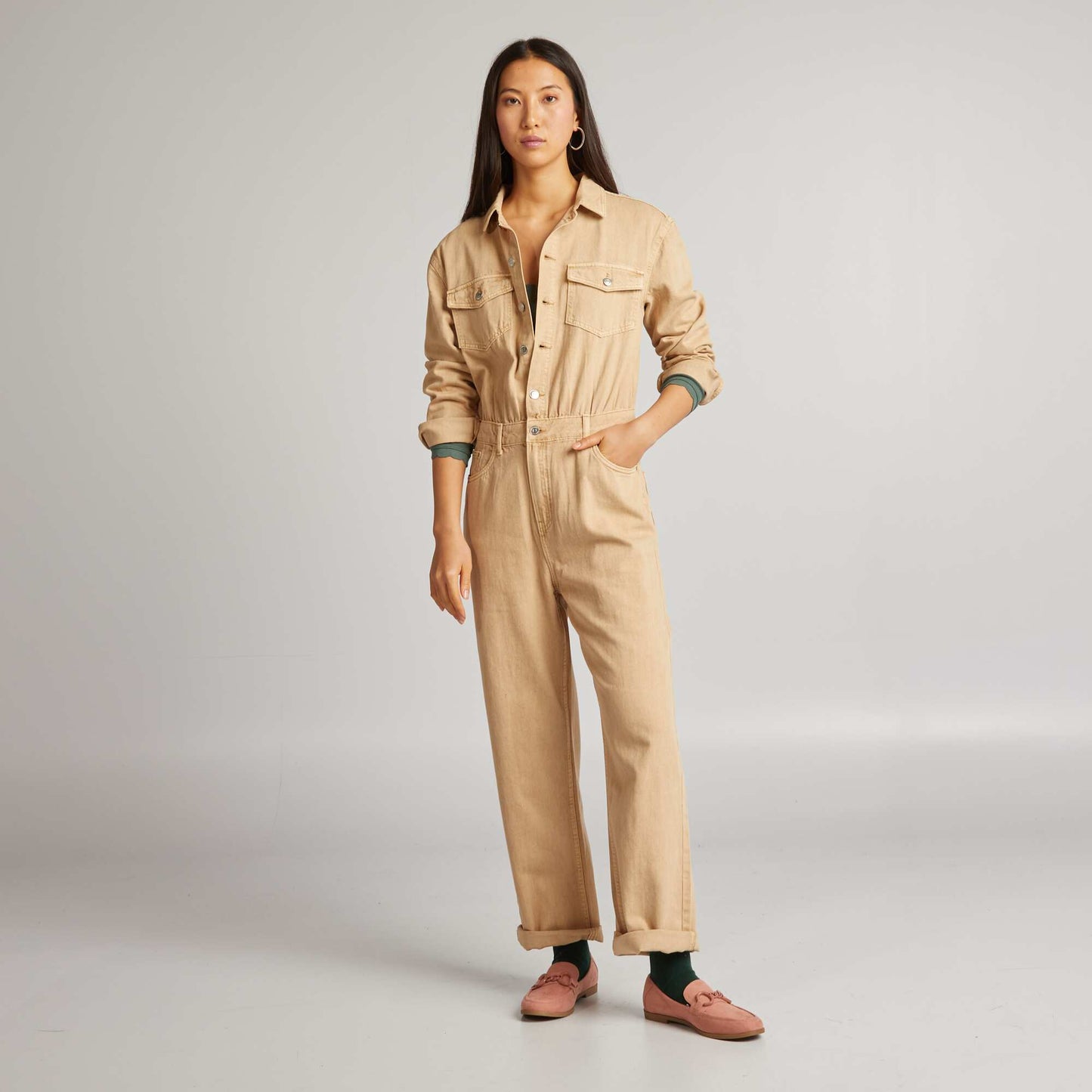 Denim jumpsuit BEIGE