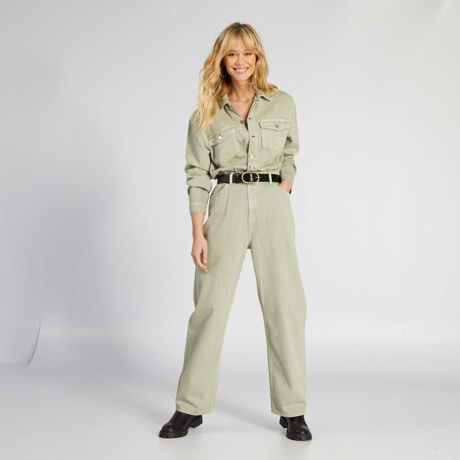 Denim jumpsuit KHAKI