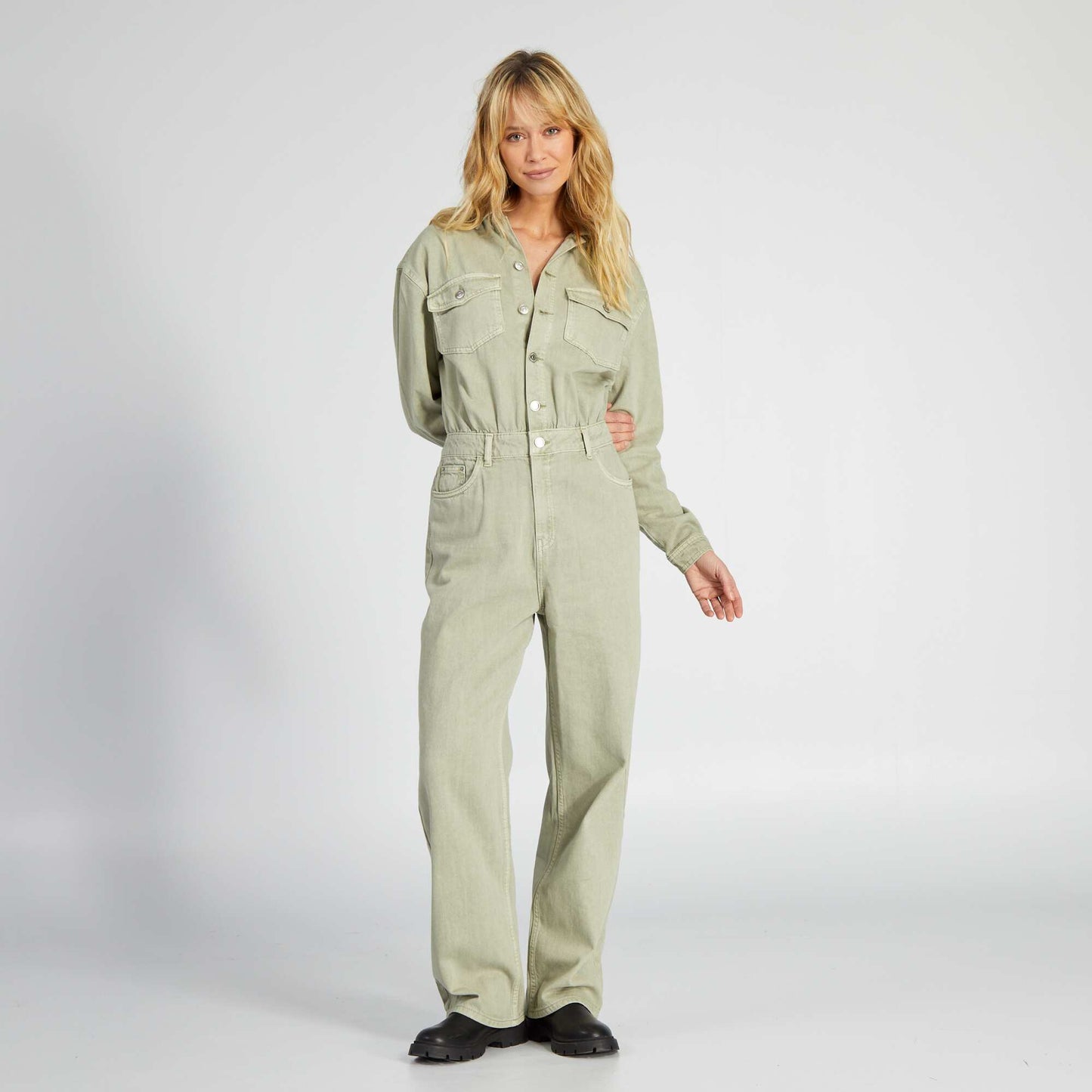 Denim jumpsuit KHAKI