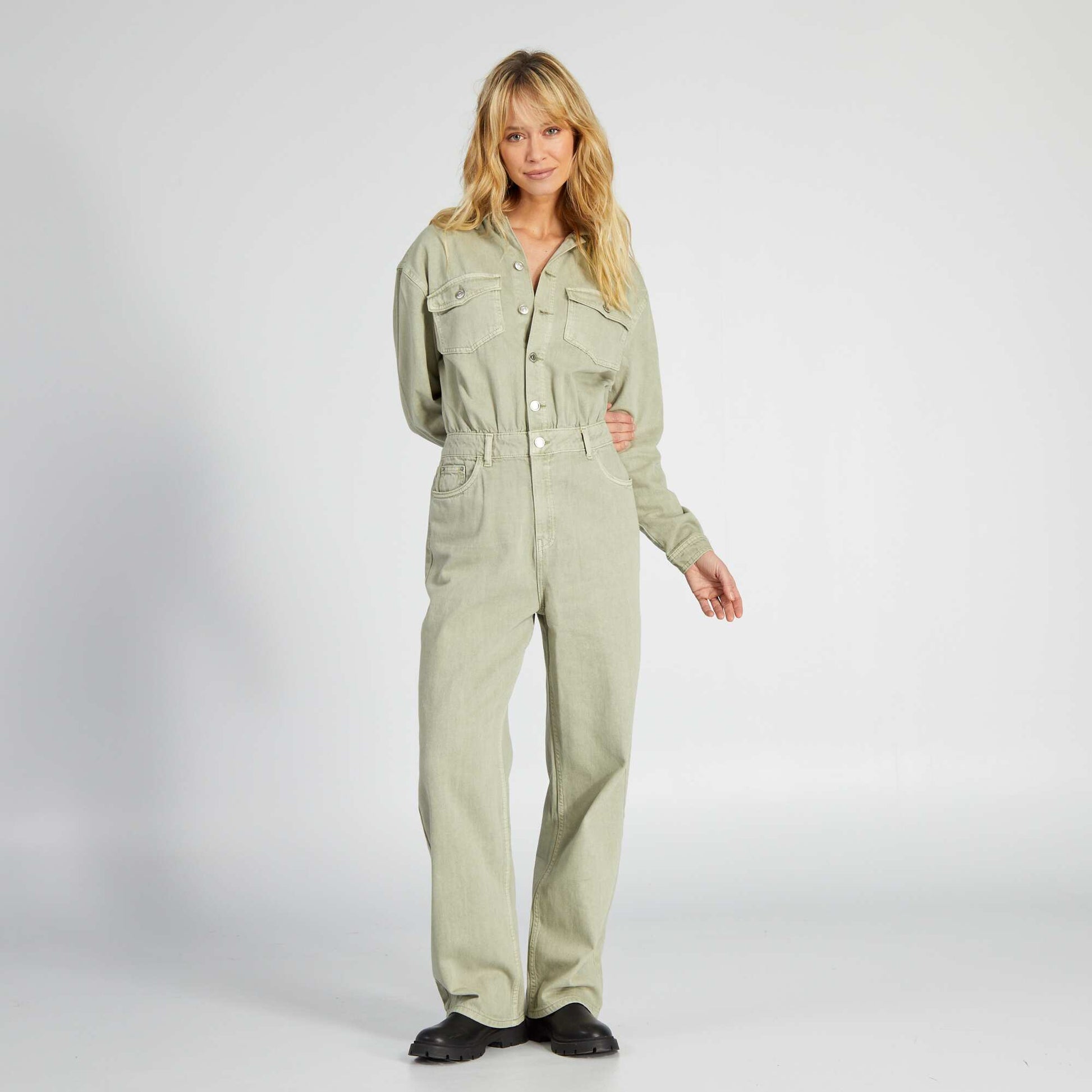 Denim jumpsuit KHAKI