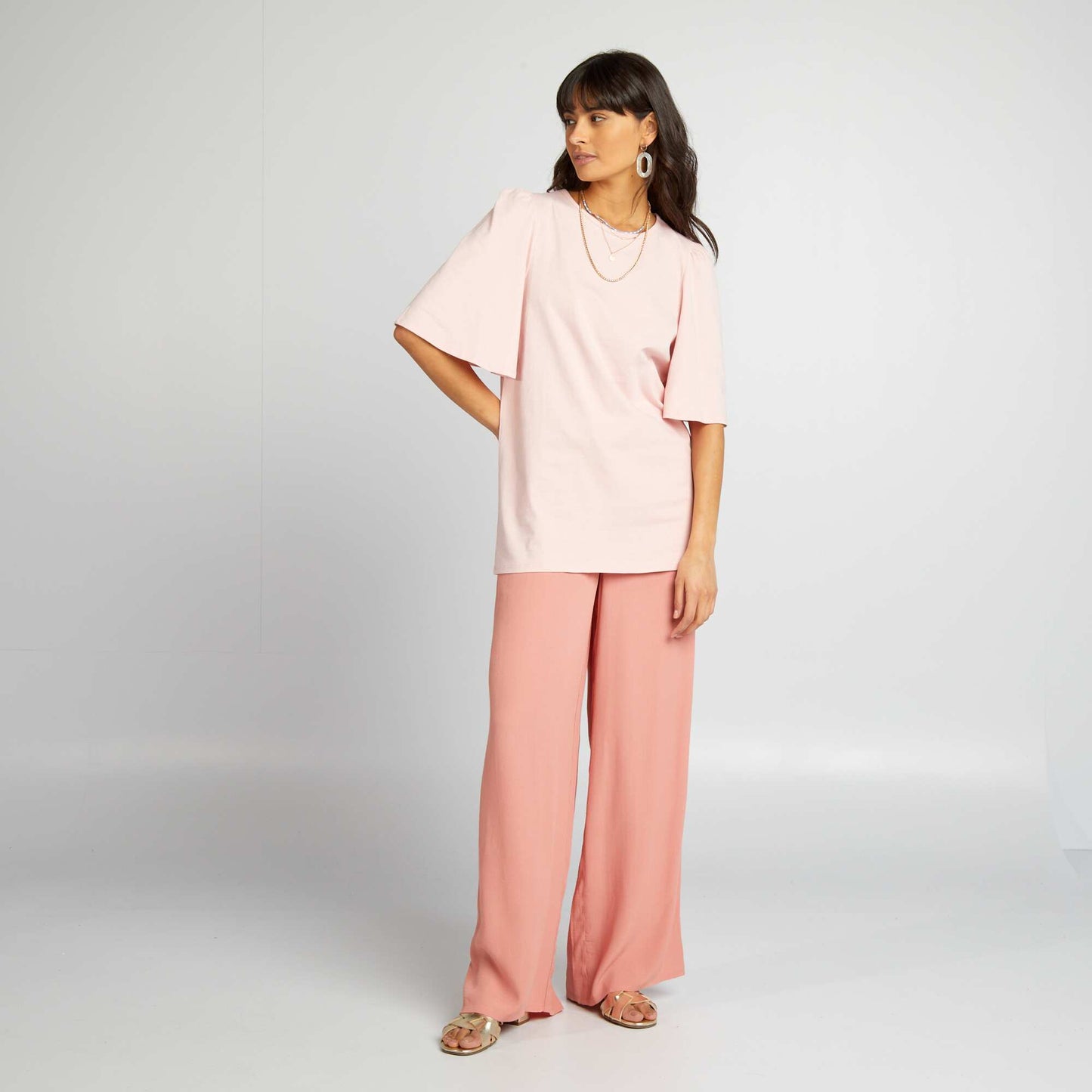 Short-sleeved T-shirt with round neck PINK