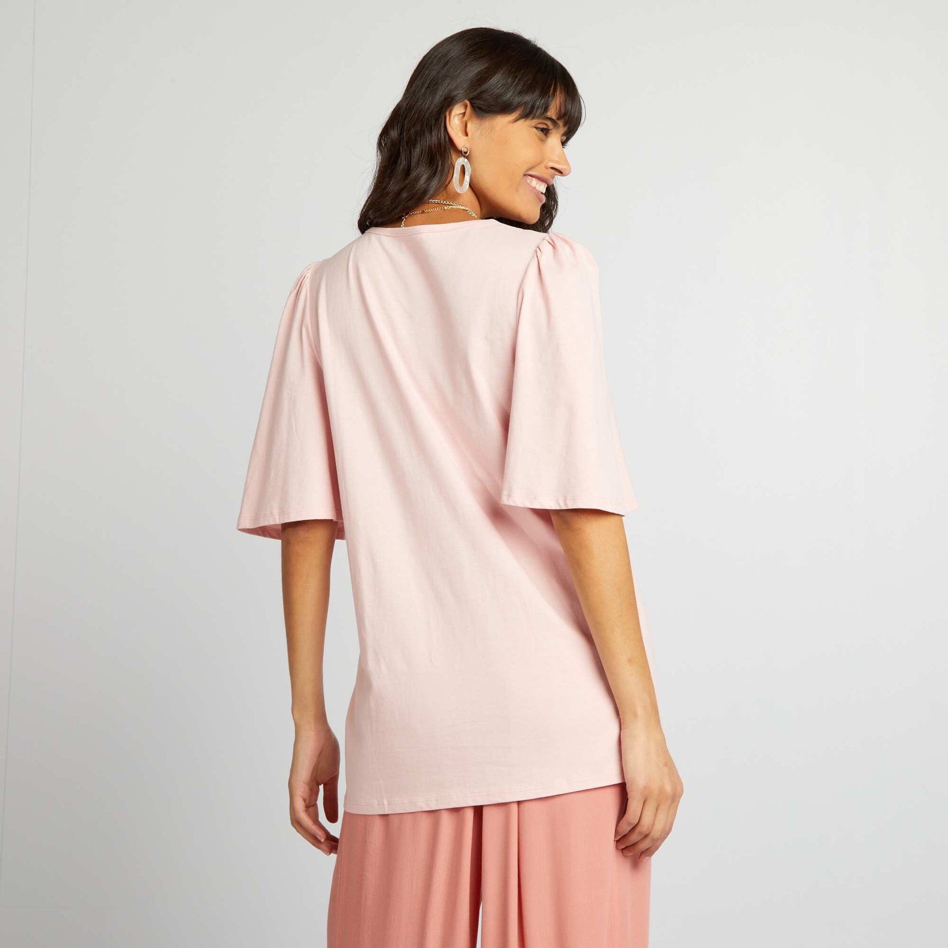 Short-sleeved T-shirt with round neck PINK