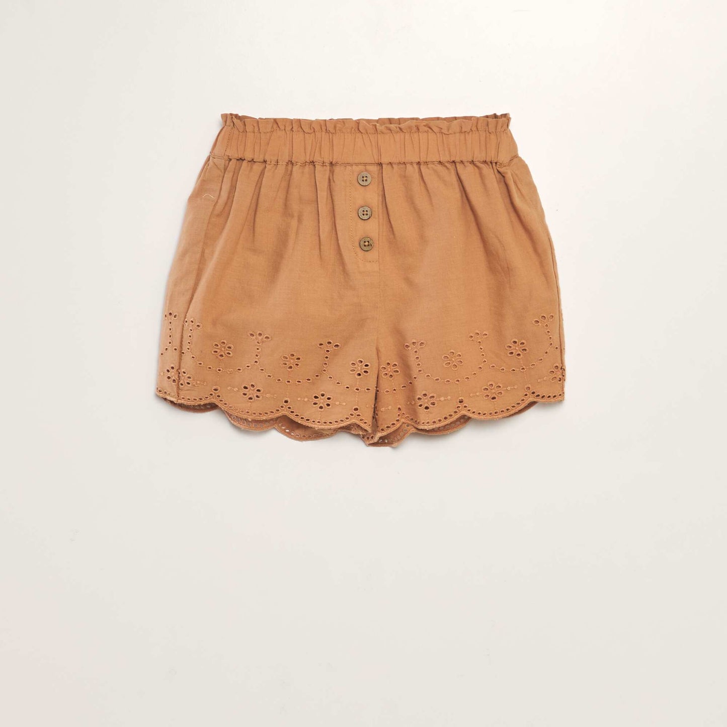 Cotton voile shorts BROWN
