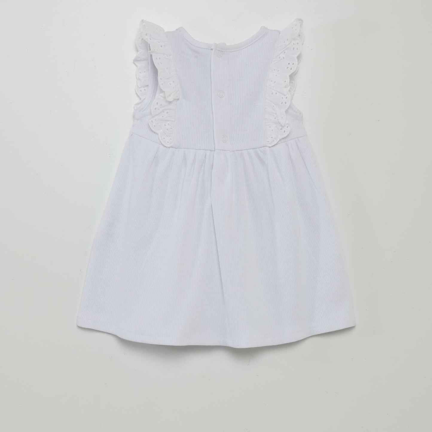 Ribbed knit ruffled dress WHITE