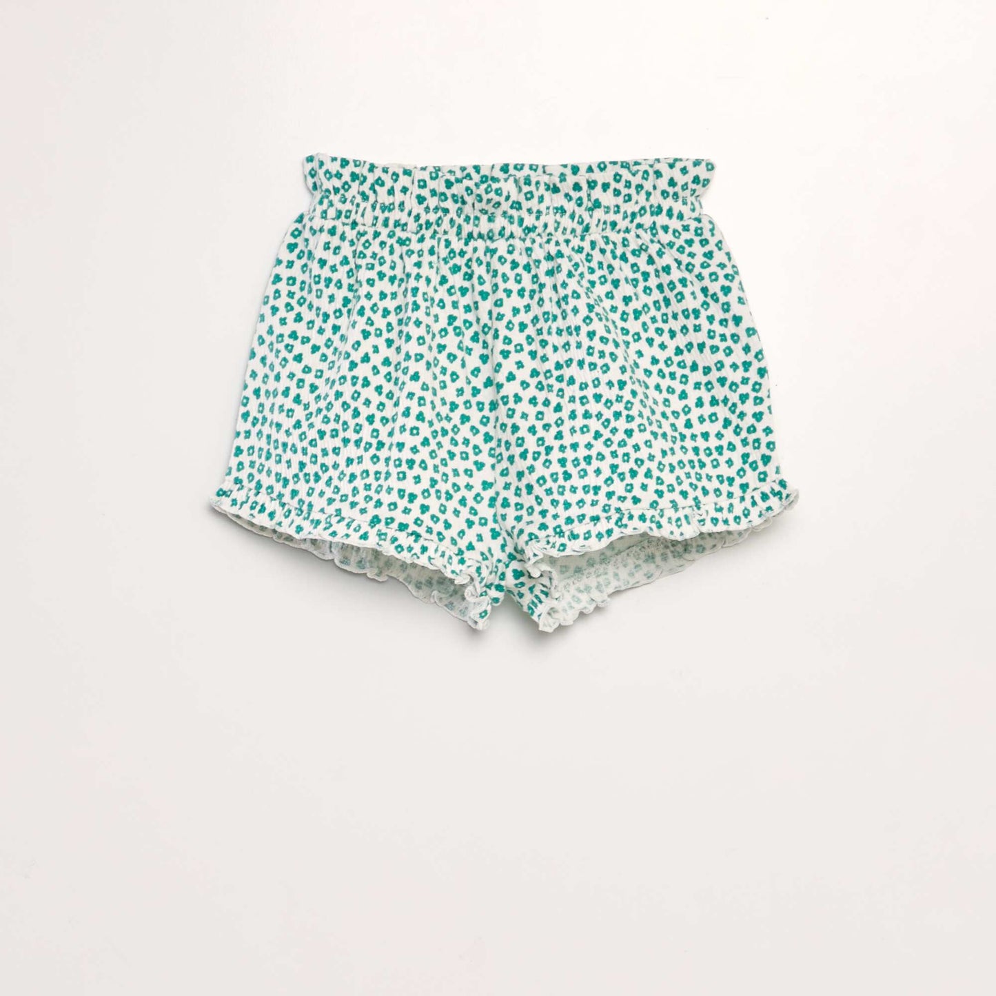 Shorts with ruffled trims WHITE