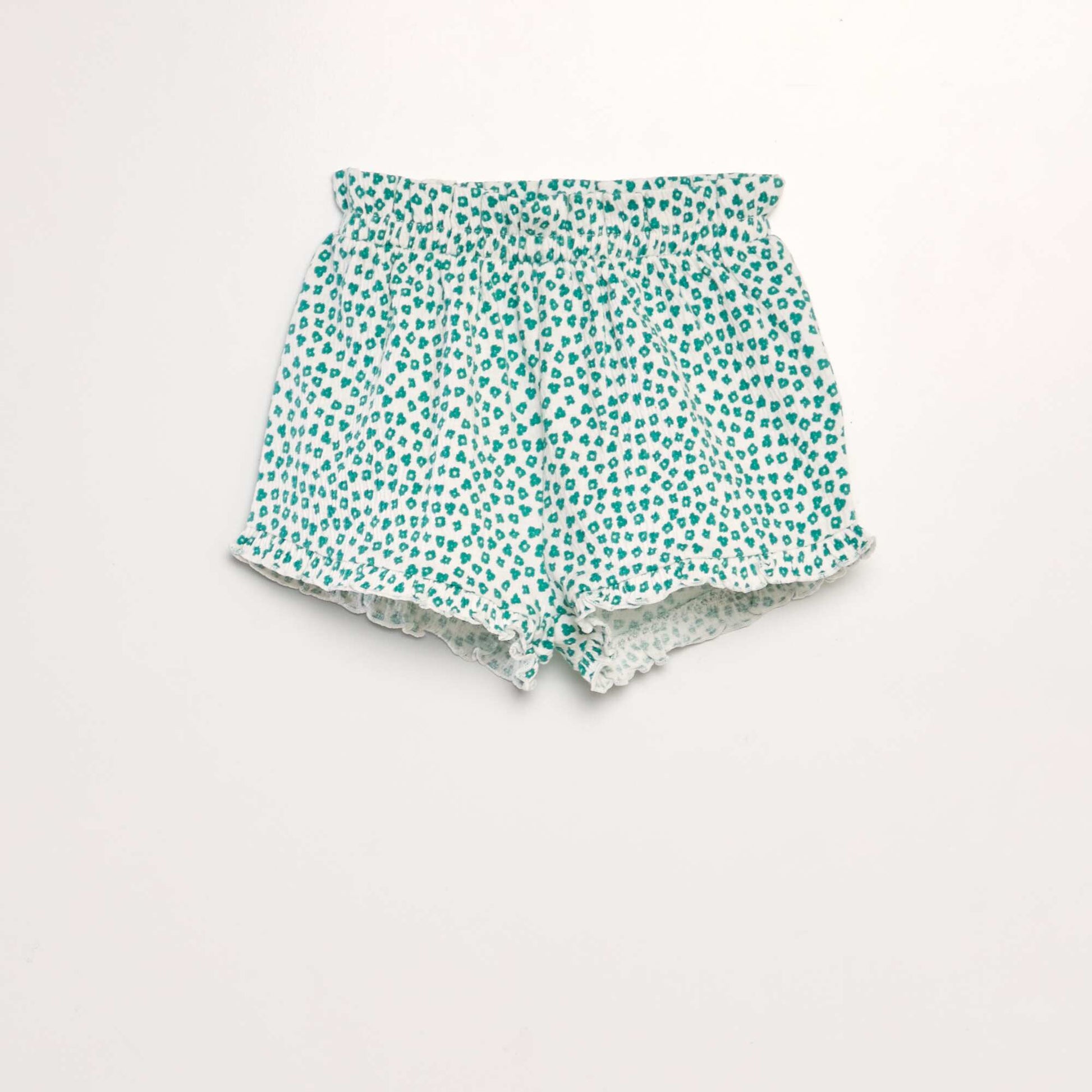 Shorts with ruffled trims WHITE