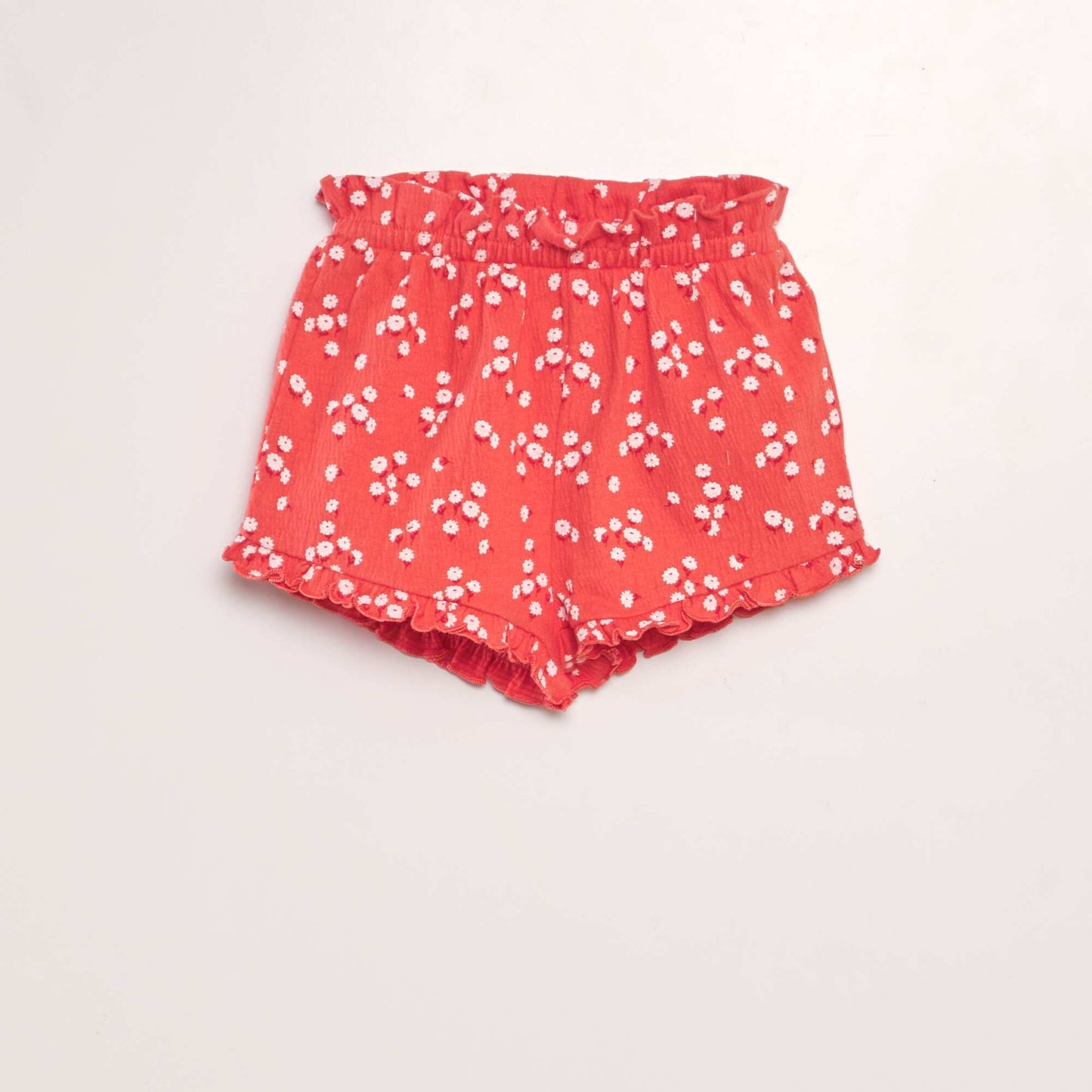 Shorts with ruffled trims RED