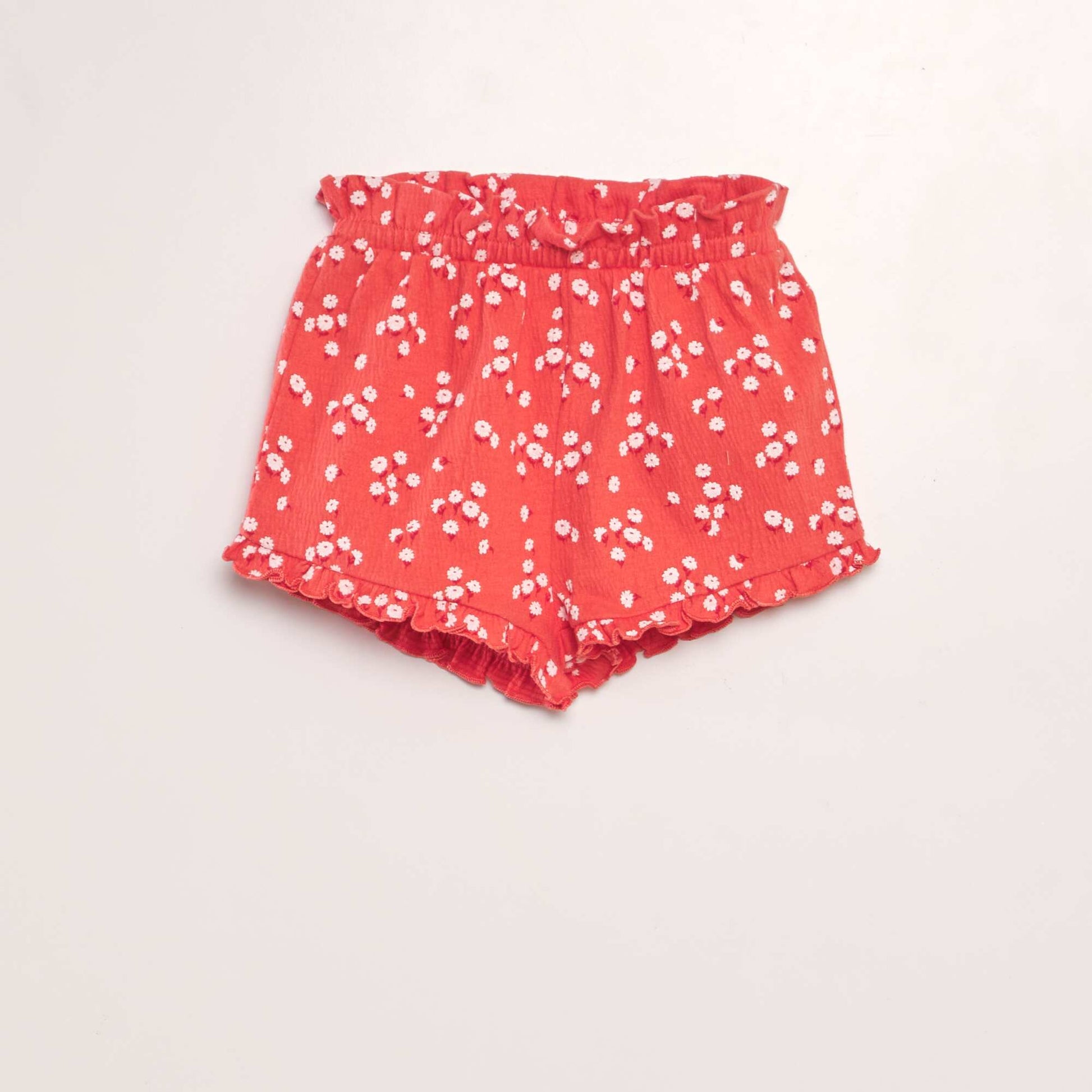 Shorts with ruffled trims RED