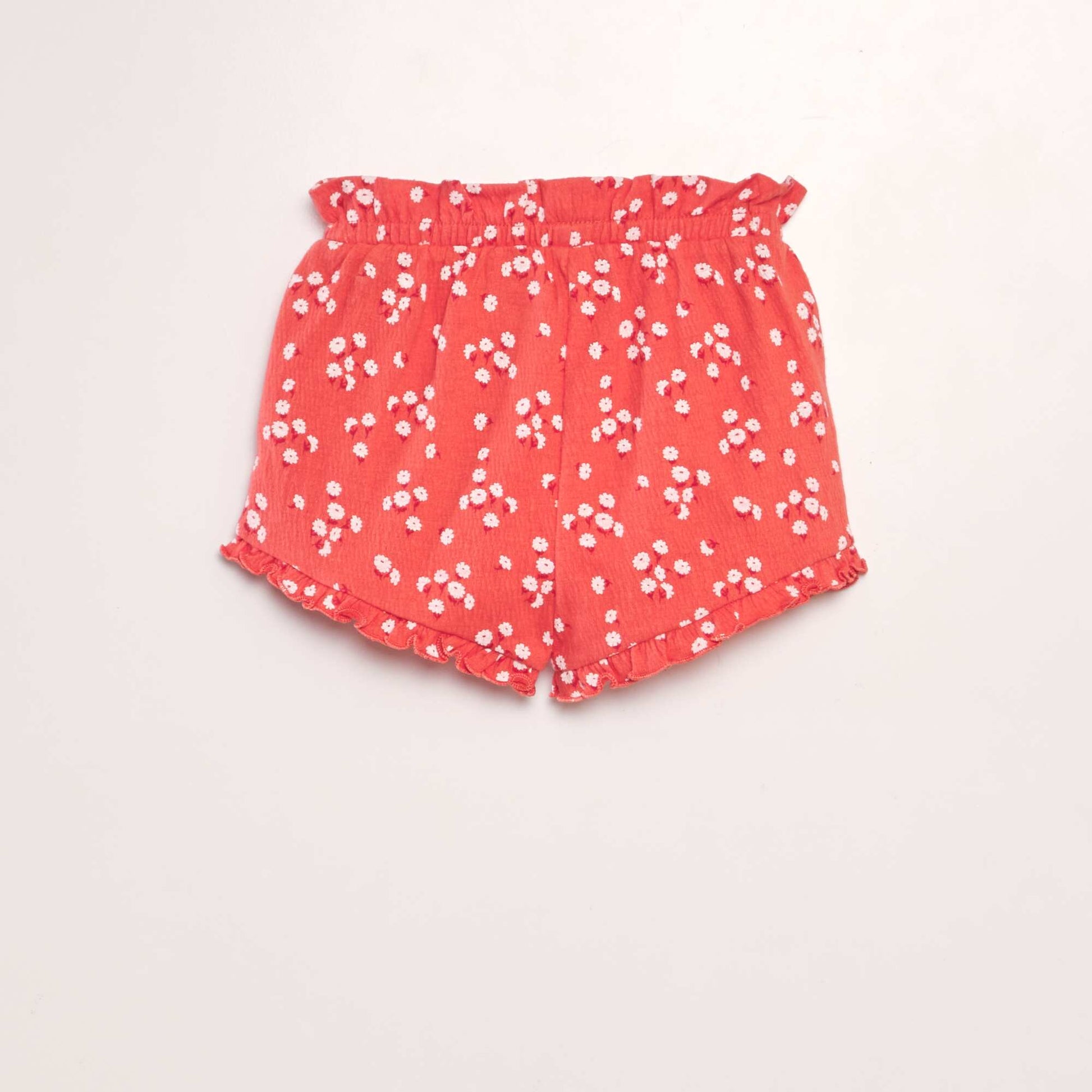 Shorts with ruffled trims RED